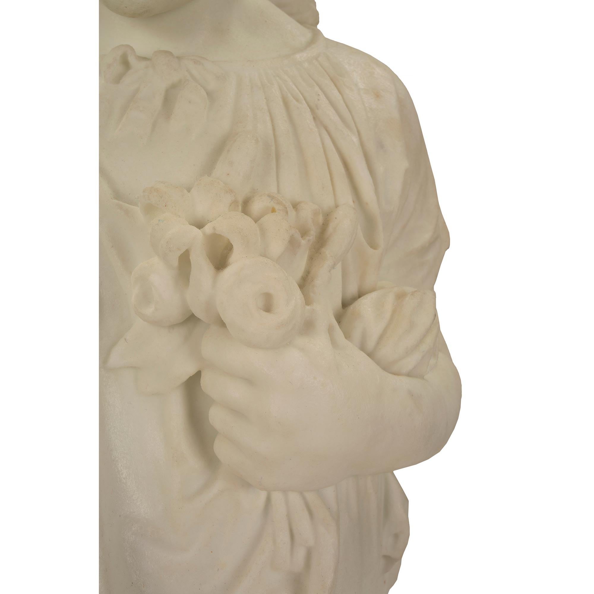 Italian 19th Century White Carrara Marble Statue of a Young Girl and Serpent For Sale 5