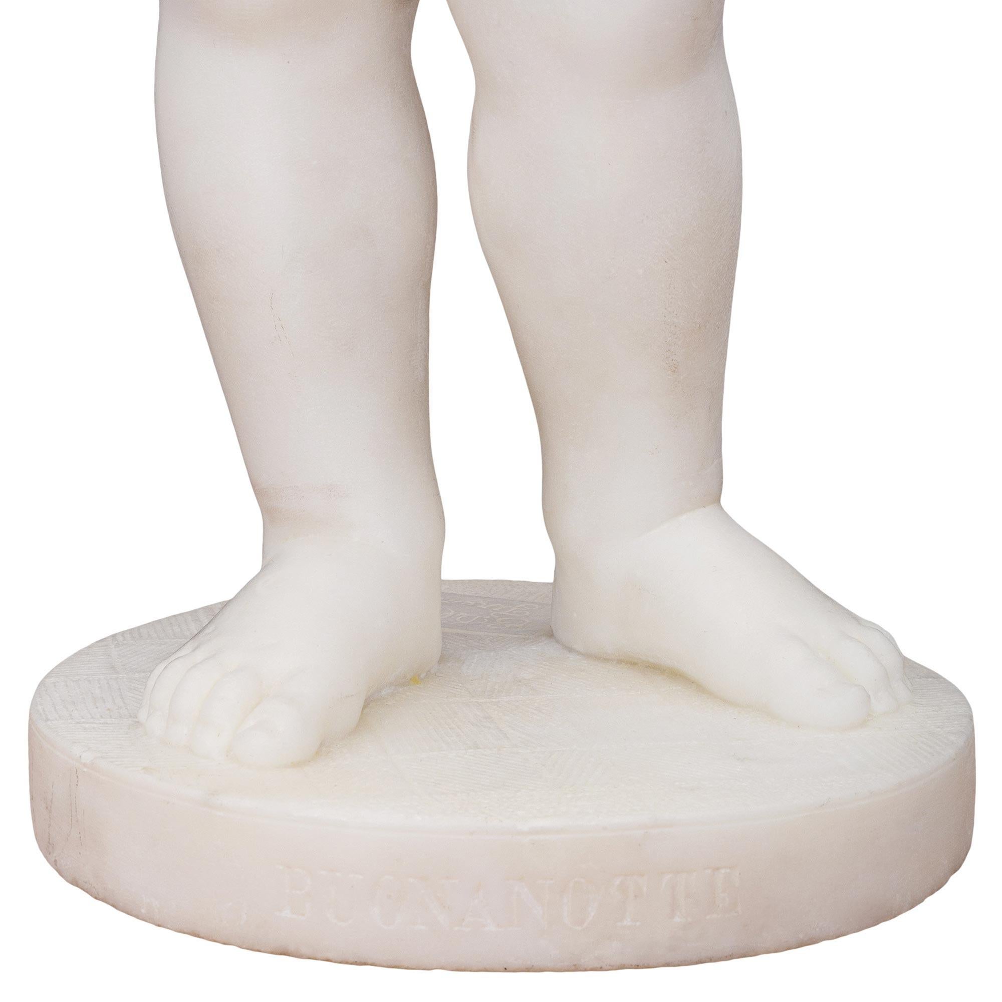 Italian 19th Century White Carrara Marble Statue of a Young Girl For Sale 5