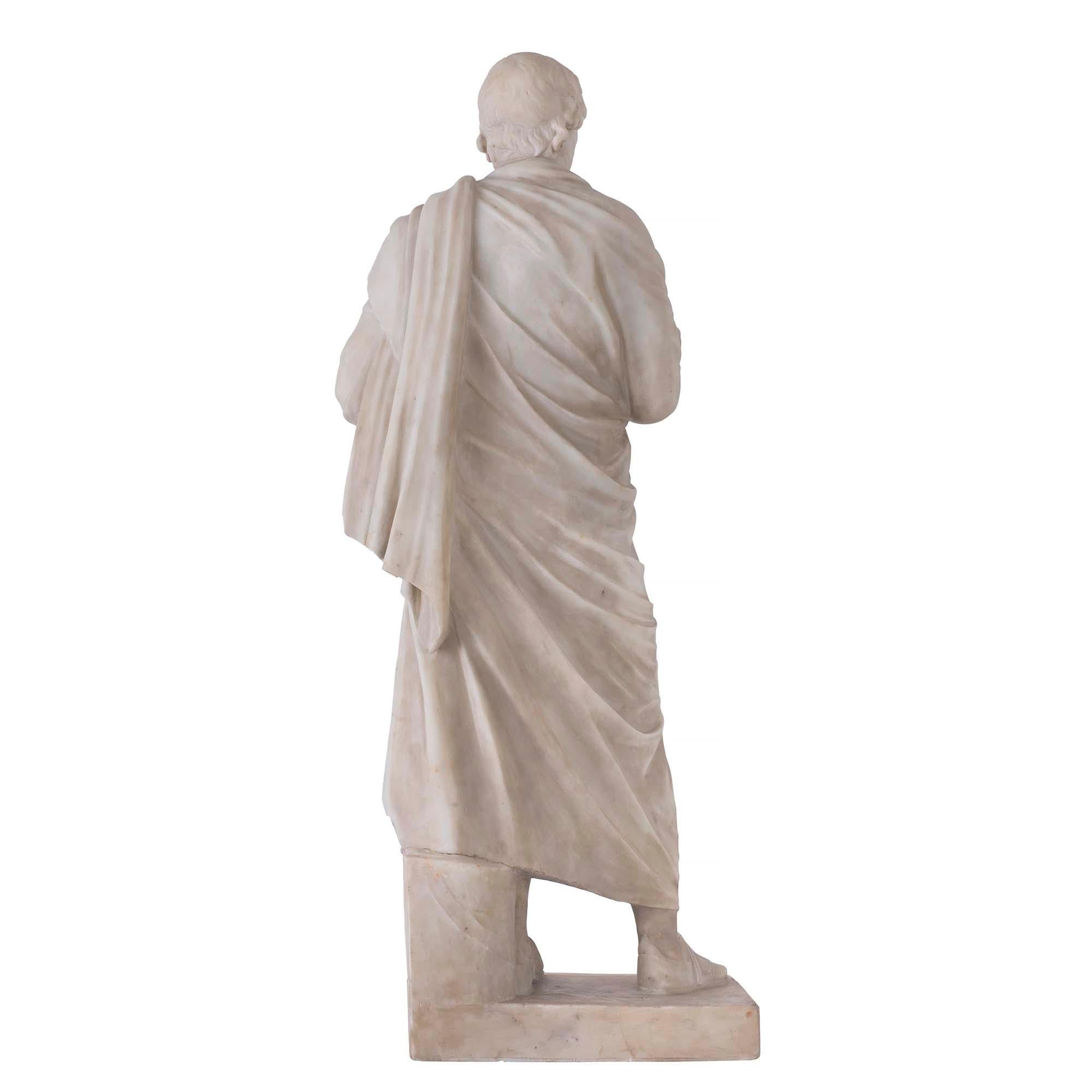 italien Statue d'Eschines en marbre blanc de Carrare du XIXe siècle, Italie en vente