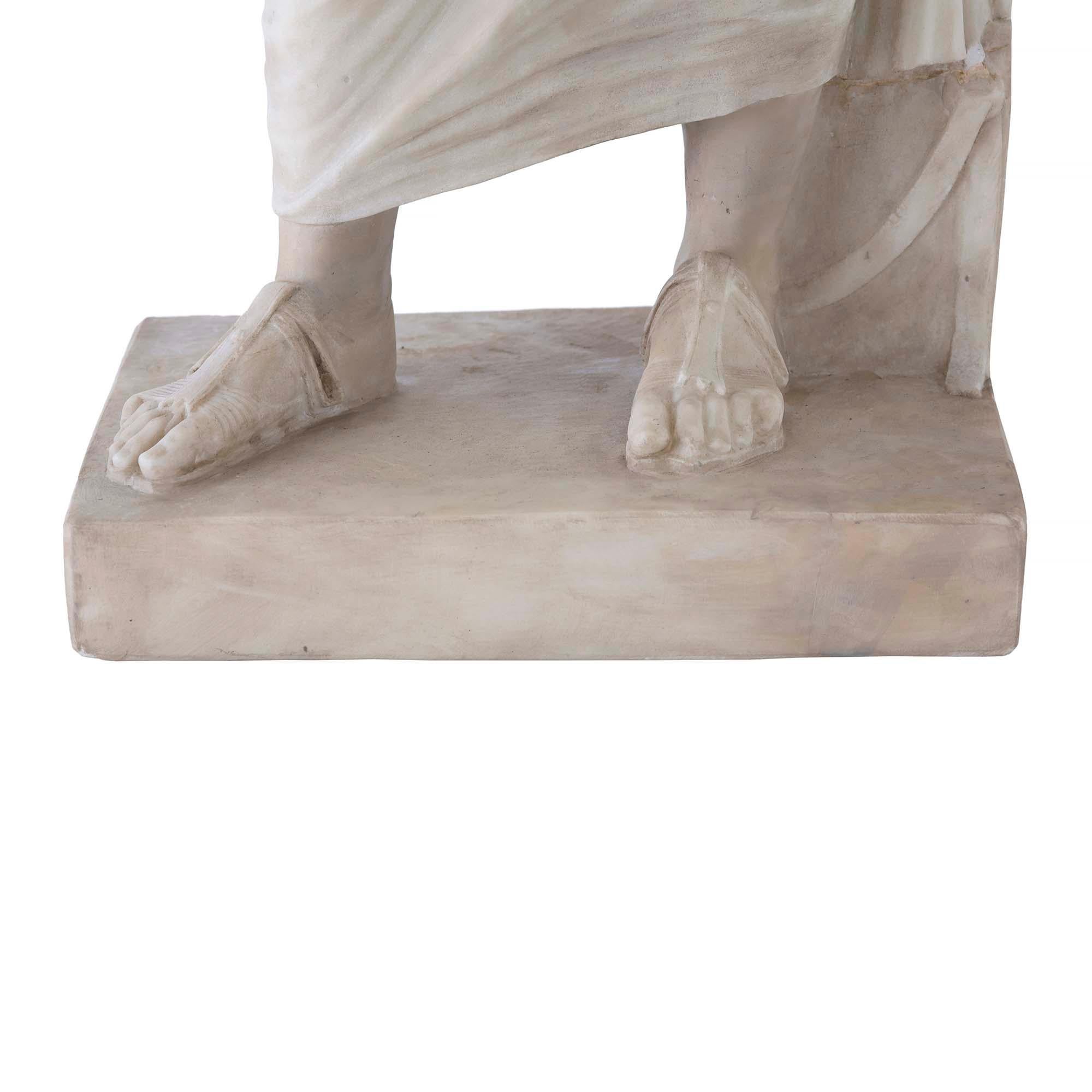 Italian 19th Century White Carrara Marble Statue of Aeschines For Sale 2