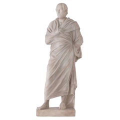 Italian 19th Century White Carrara Marble Statue of Aeschines