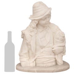 Italian 19th century White Carrara marble statue of courting man