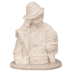 Italian 19th century White Carrara marble statue of courting man