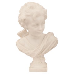 Italienische Statue des Amors aus weißem Carrara-Marmor des 19. Jahrhunderts, signiert A. Leonard