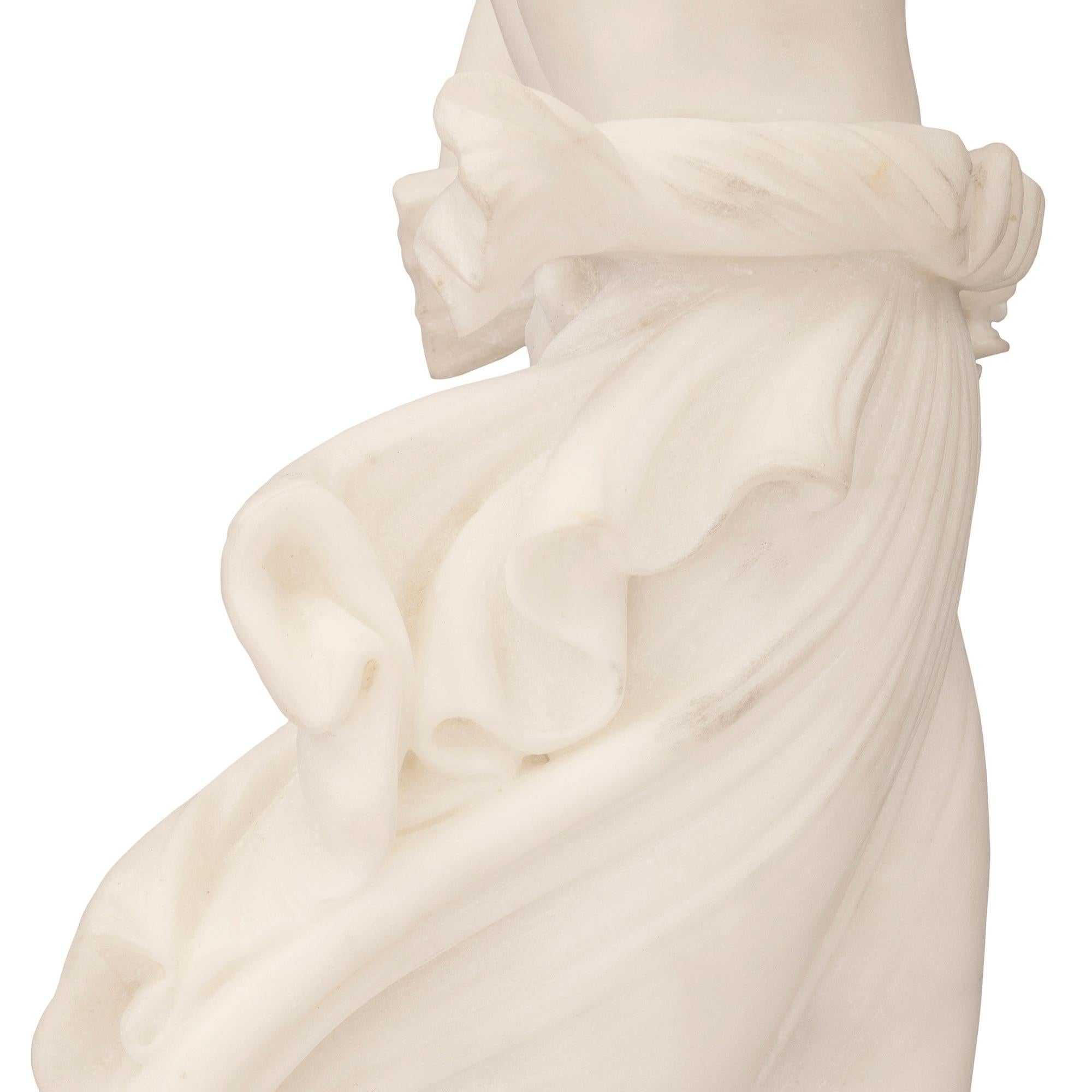 Italian 19th Century White Carrara Marble Statue of Hebe For Sale 4