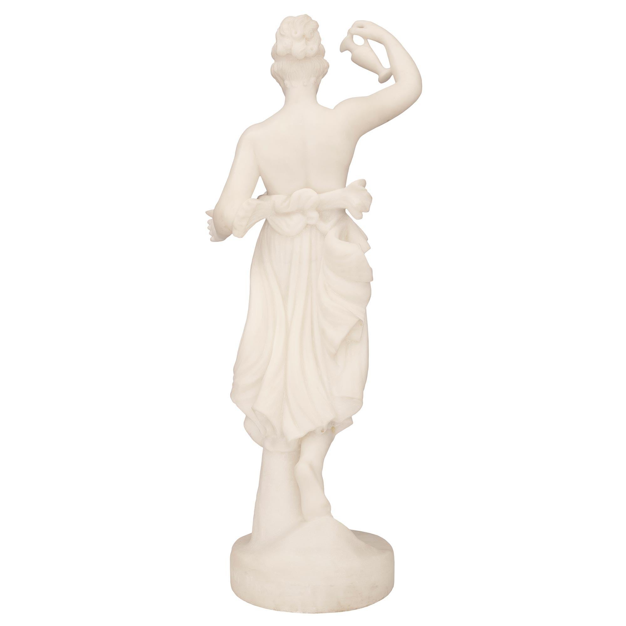 Italian 19th Century White Carrara Marble Statue of Hebe For Sale 6