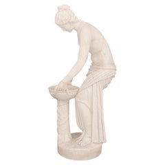 Italian 19th century white Carrara marble statue of Hebe