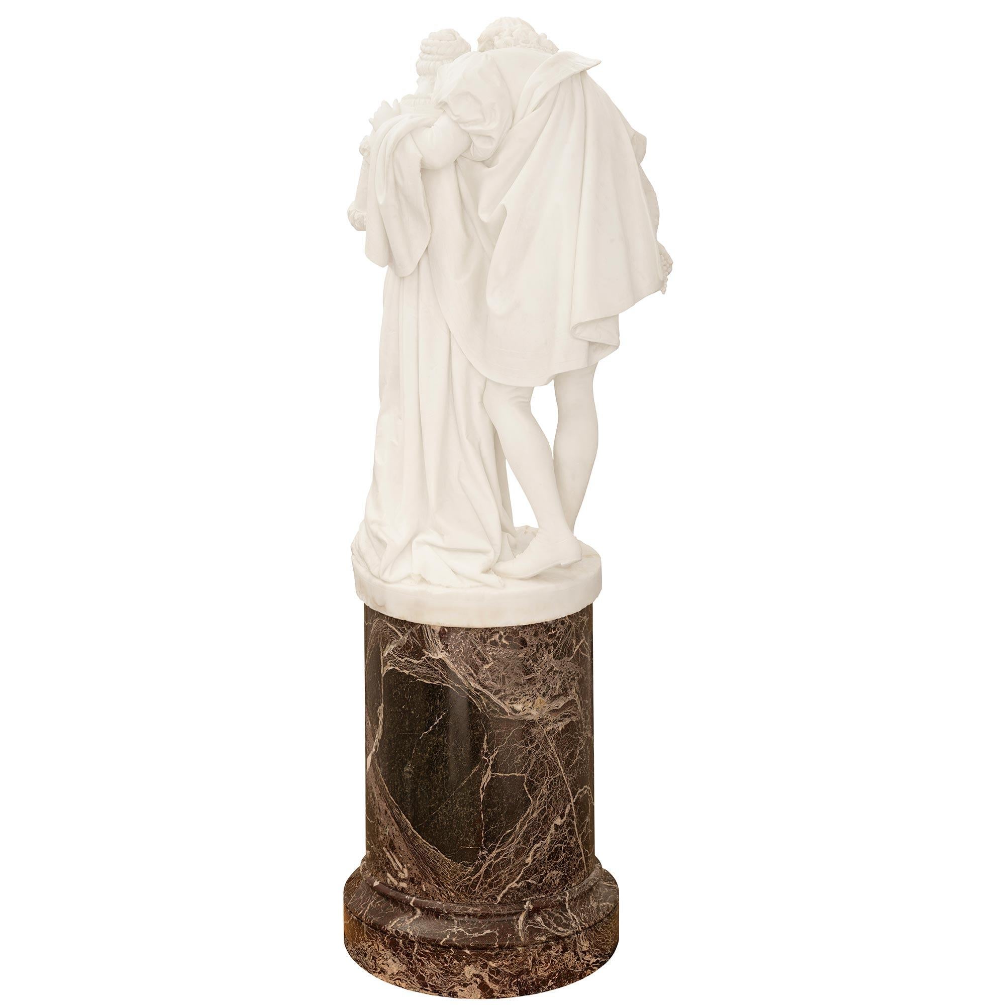 Statue italienne du 19ème siècle en marbre blanc de Carrare de Paolo et Francesca en vente 8