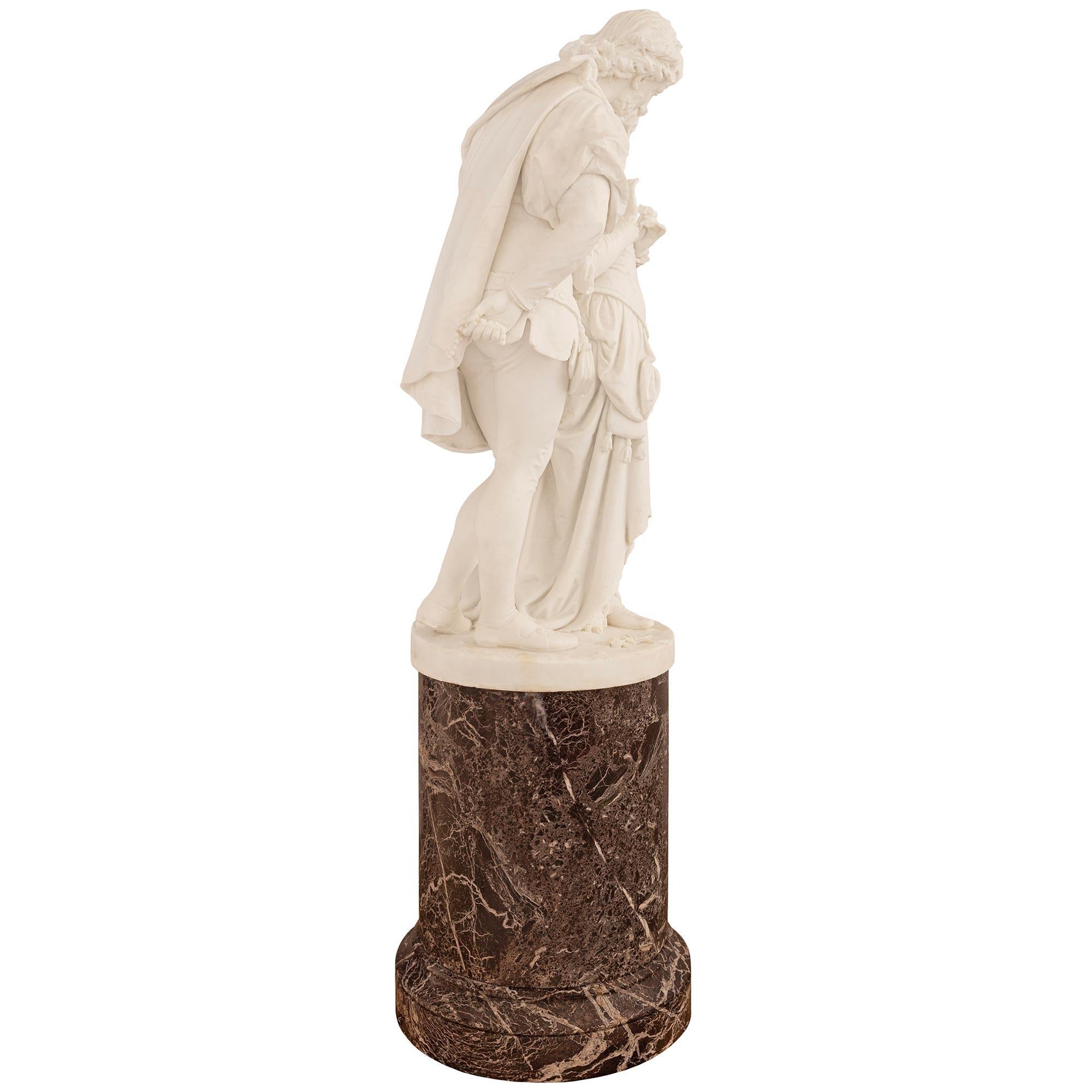 Italian 19th Century White Carrara Marble Statue Of Paolo & Francesca For Sale 1