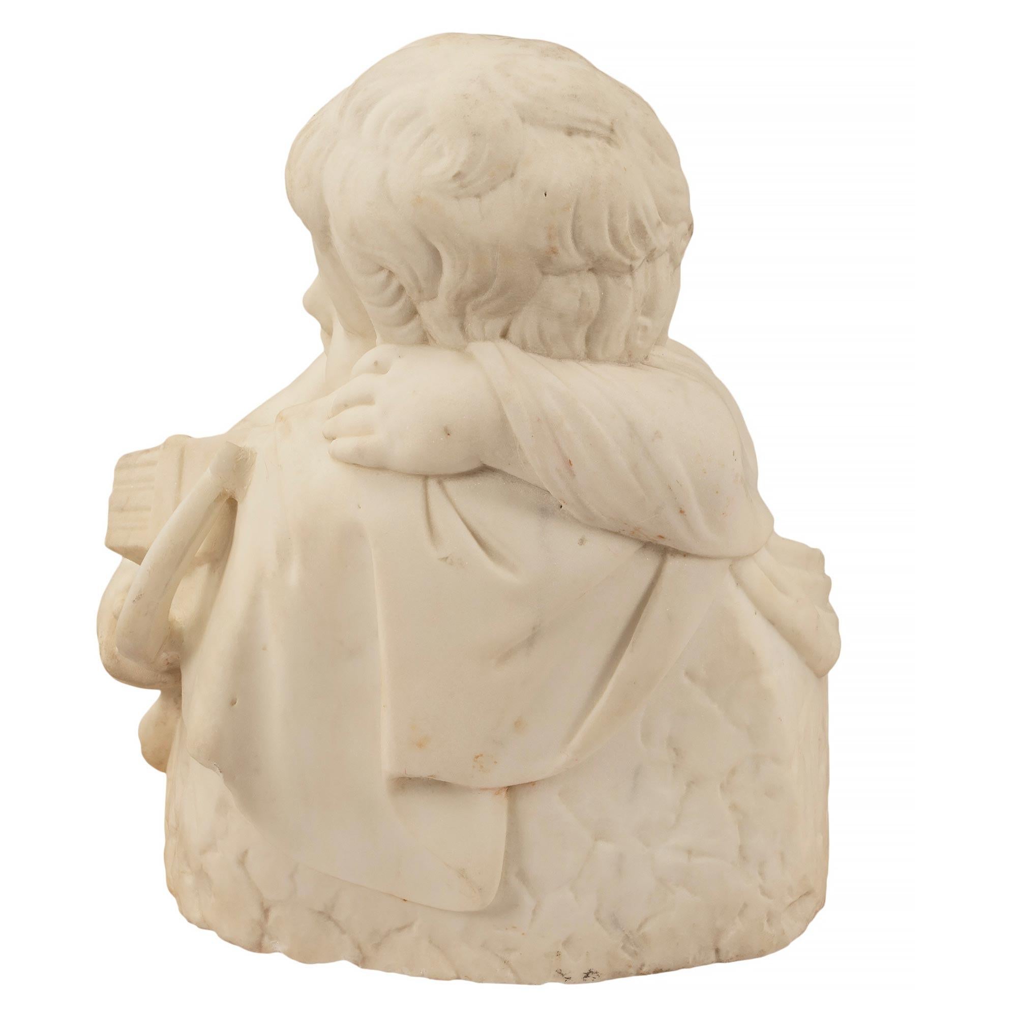 Italian 19th Century White Carrara Marble Statue of Sleeping Cupid For Sale 2