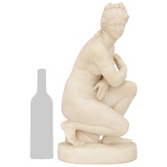 Italian 19th century white Carrara marble statue of the Kneeling Venus