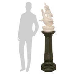 Italian 19th Century White Carrara Marble Statue on Its Original Pedestal