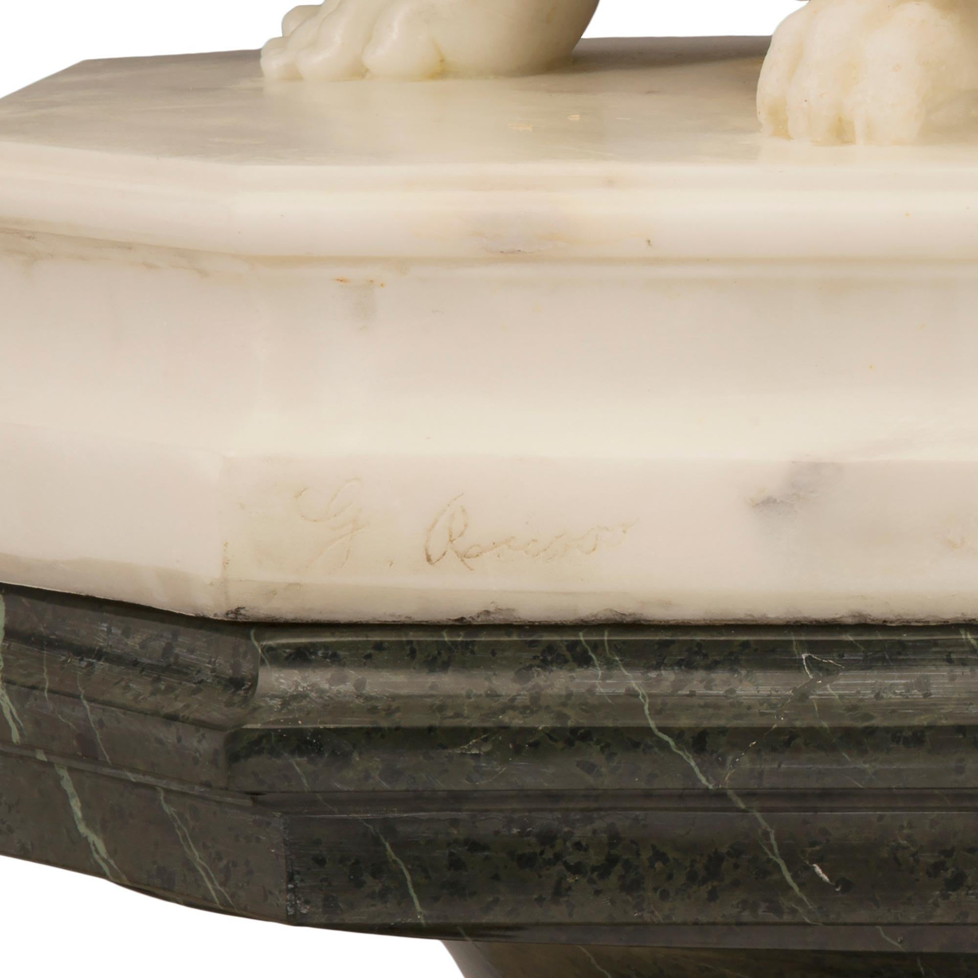 Italian 19th Century White Carrara Marble Statue on Its Original Swivel Pedestal For Sale 11