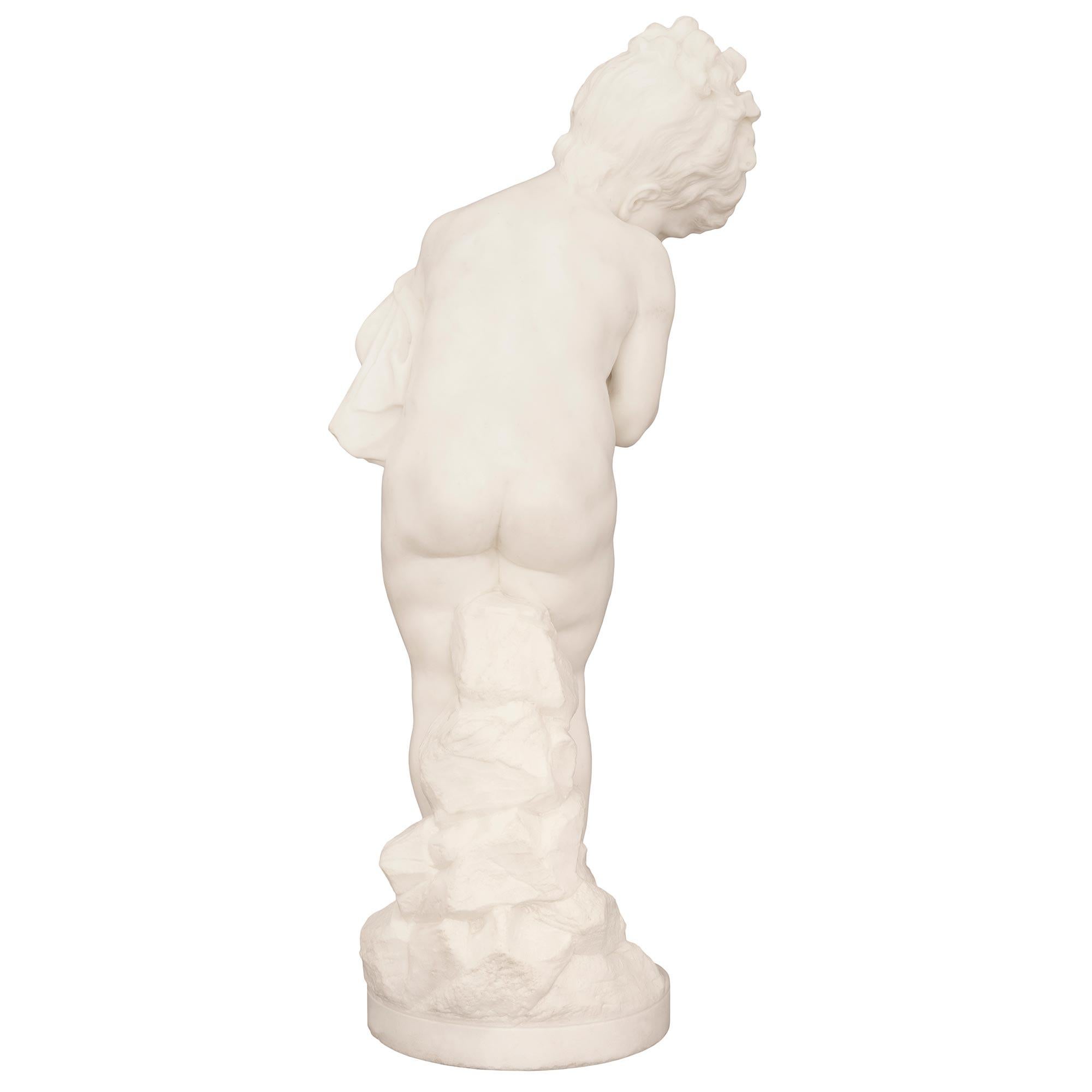 Italian 19th Century White Carrara Marble Statue Signed F. Mariotti Scul For Sale 7