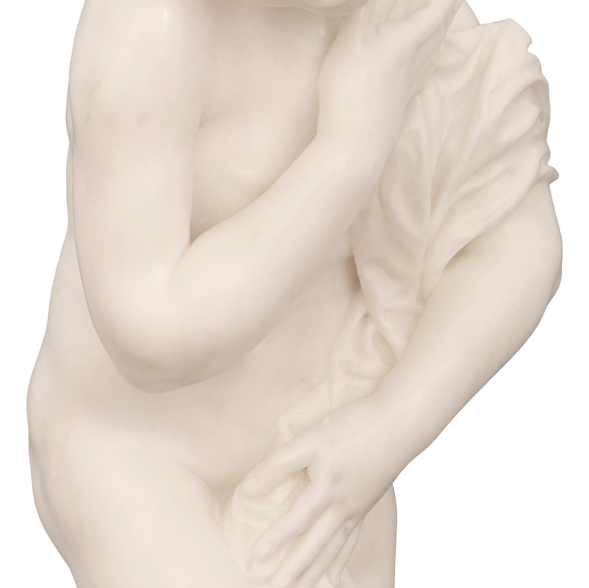 Italian 19th Century White Carrara Marble Statue Signed F. Mariotti Scul For Sale 3
