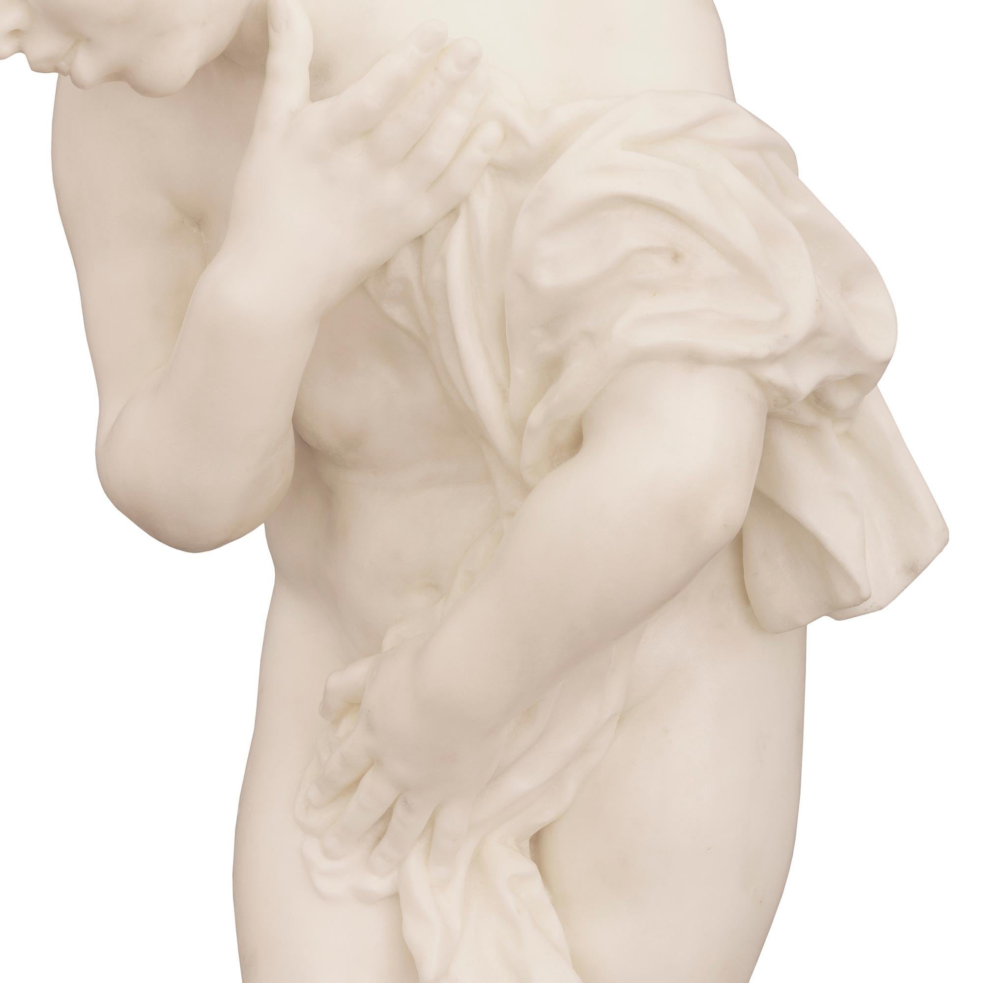 Italian 19th Century White Carrara Marble Statue Signed F. Mariotti Scul For Sale 4