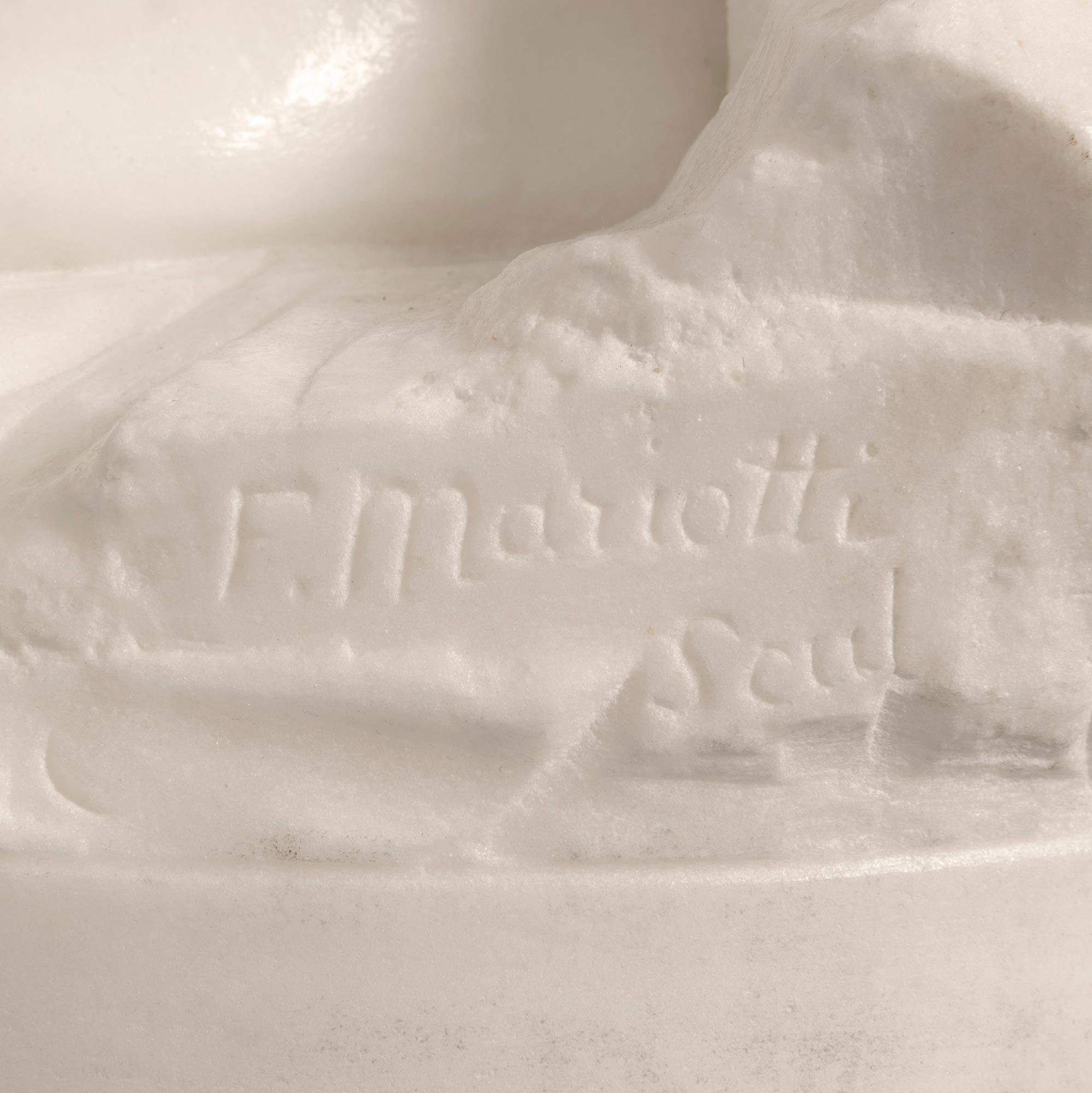 Italian 19th Century White Carrara Marble Statue Signed F. Mariotti Scul For Sale 6