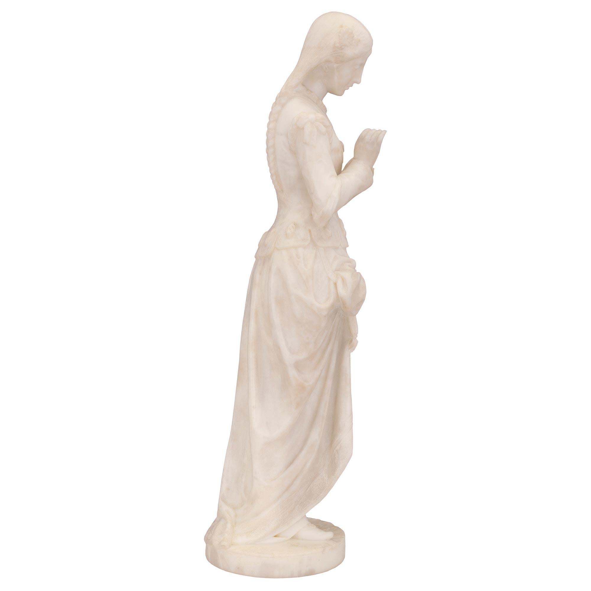 Italian 19th Century White Carrara Marble Statue, Signed P. Bazzanti Florence In Good Condition In West Palm Beach, FL