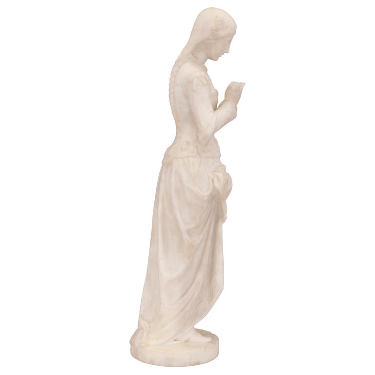 Italian 19th Century White Carrara Marble Statue, Signed P. Bazzanti Florence In Good Condition For Sale In West Palm Beach, FL