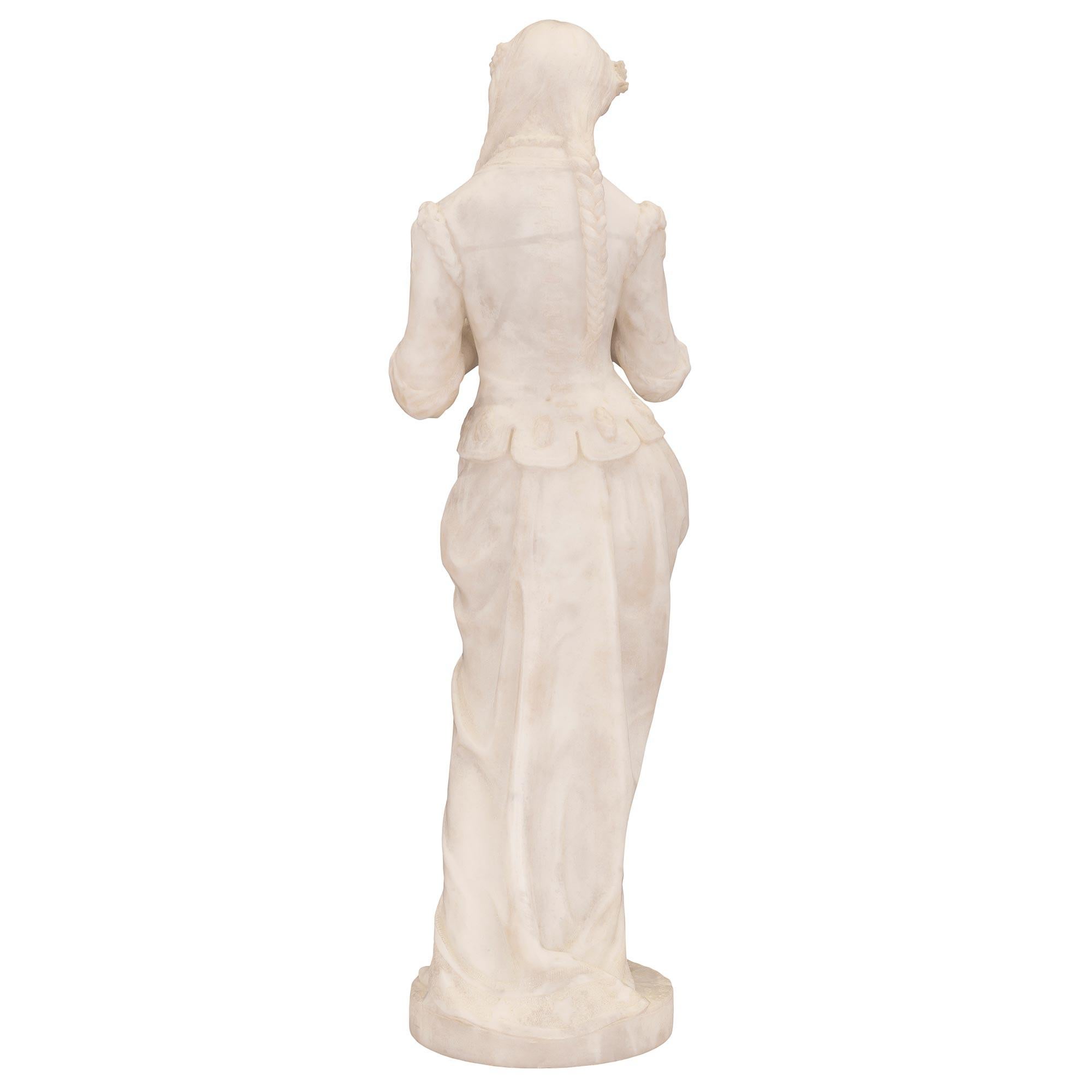 Italian 19th Century White Carrara Marble Statue, Signed P. Bazzanti Florence 1