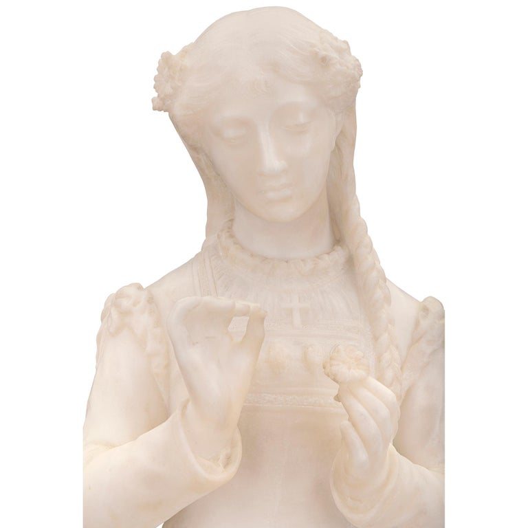 Italian 19th Century White Carrara Marble Statue, Signed P. Bazzanti Florence For Sale 2