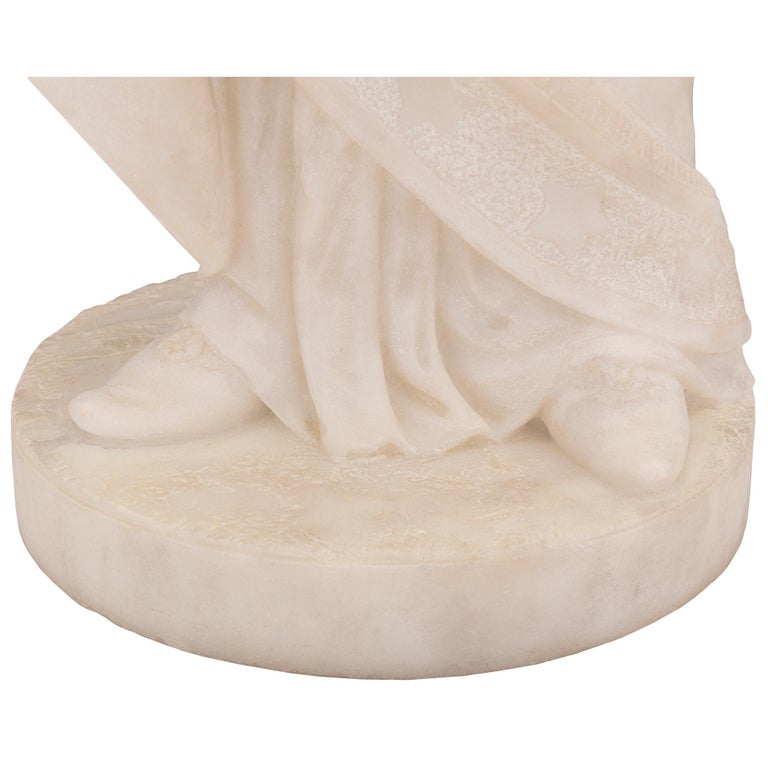 Italian 19th Century White Carrara Marble Statue, Signed P. Bazzanti Florence For Sale 6