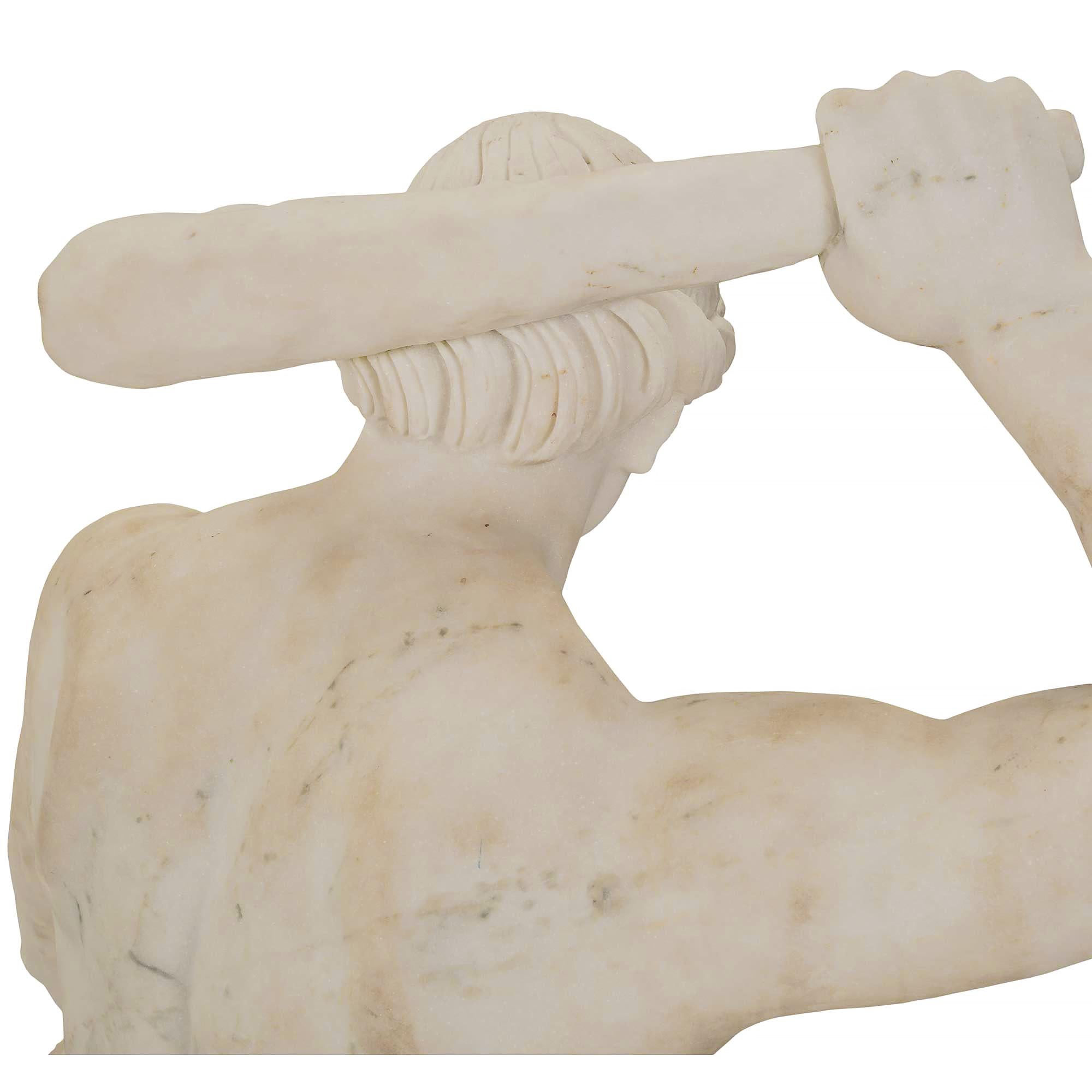 Italian 19th Century White Carrara Marble Statue Theseus and the Minotaur For Sale 4