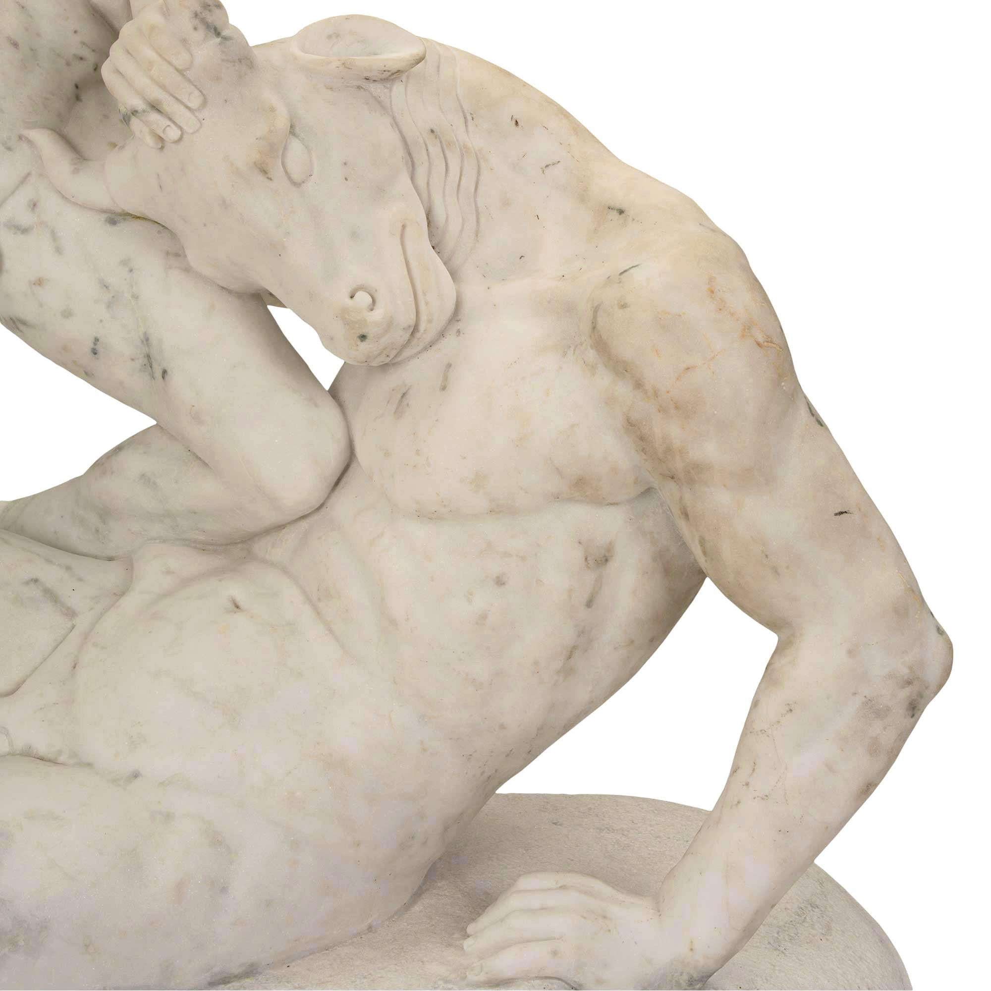 Italian 19th Century White Carrara Marble Statue Theseus and the Minotaur For Sale 5
