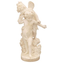 Statua italiana del XIX secolo in marmo bianco di Carrara intitolata "Amore Sdegnato
