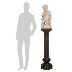 Italian 19th Century White Carrara Marble Statue Titled ‘Economista Precoce’