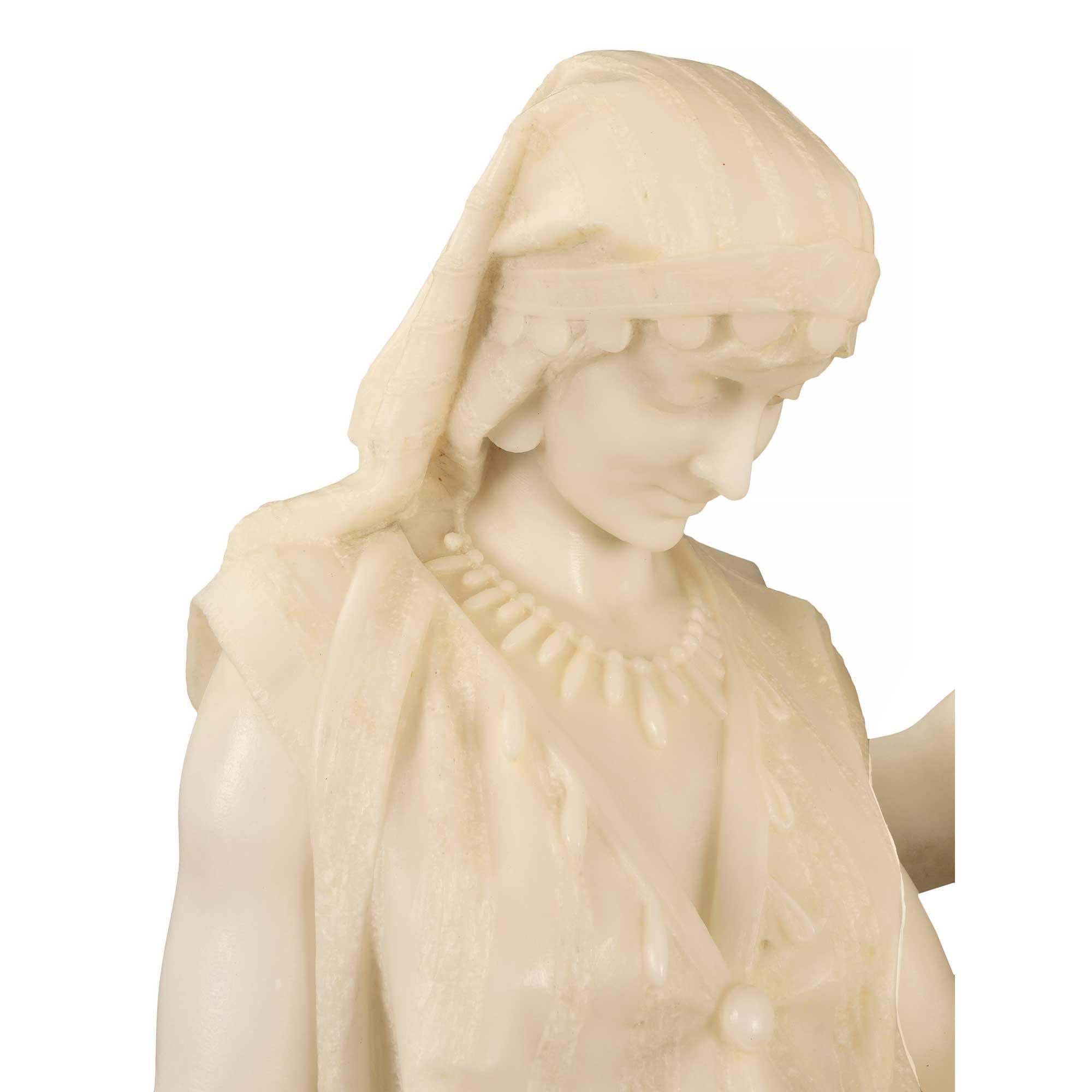 Statue italienne de « Jacob et Rachel au puits » en marbre de Carrare blanc du XIXe siècle en vente 7