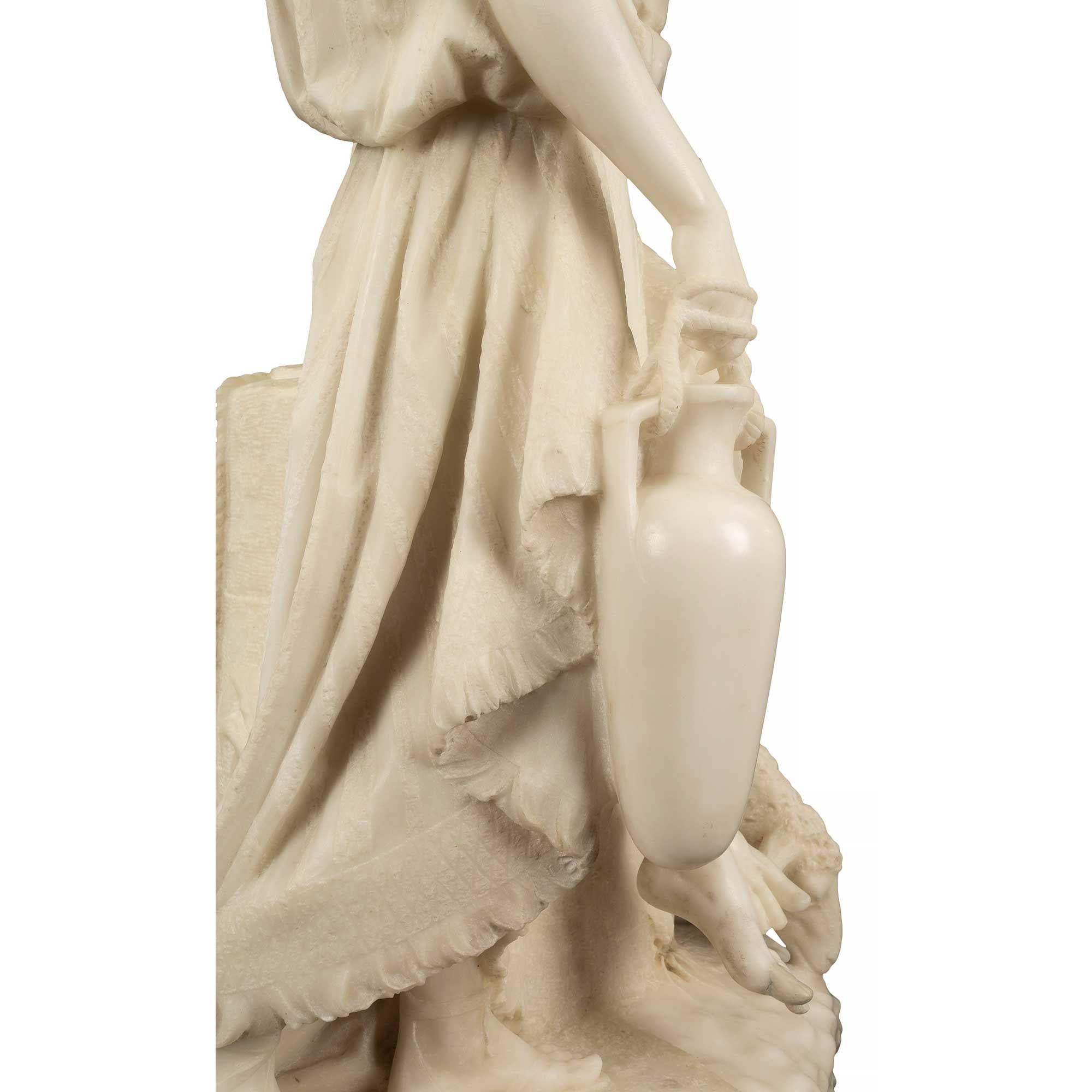 Statue italienne de « Jacob et Rachel au puits » en marbre de Carrare blanc du XIXe siècle en vente 8