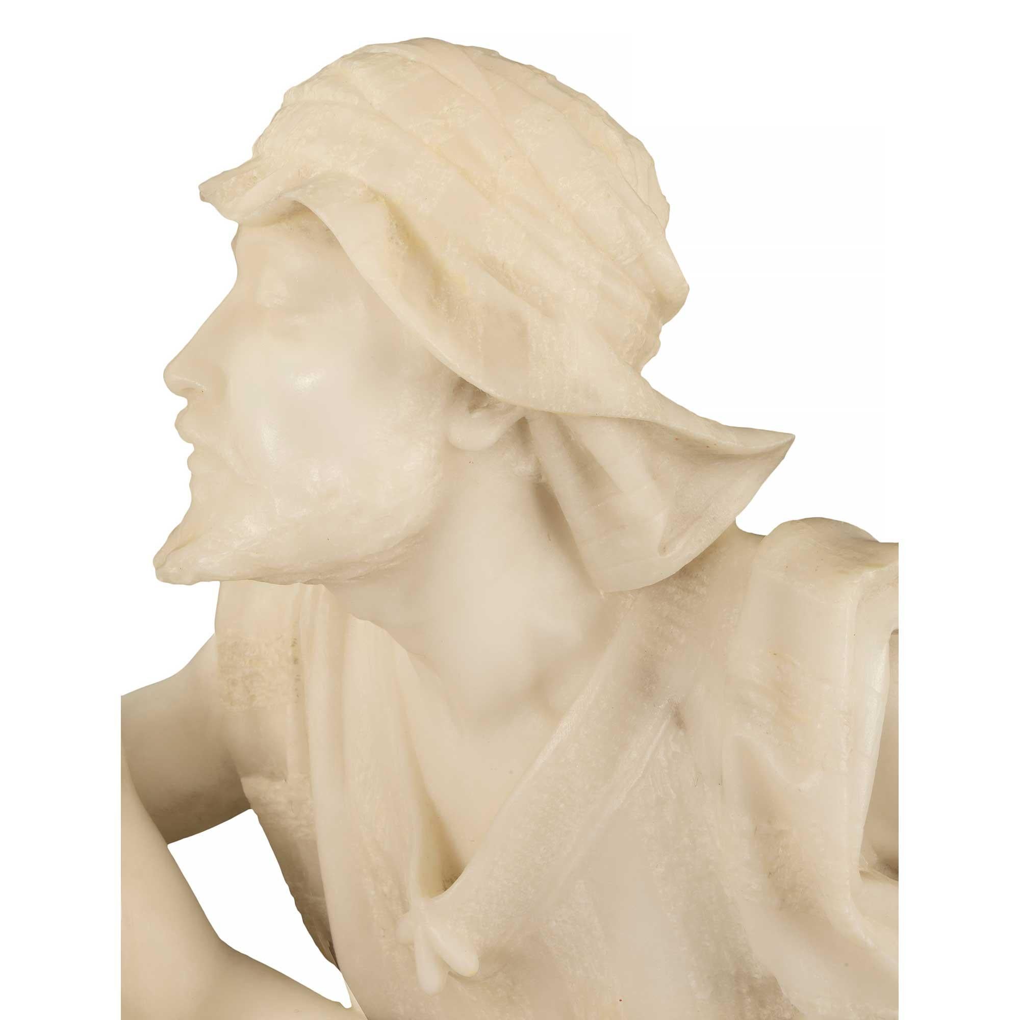 Italian 19th Century White Carrara Statue of 'Jacob and Rachel at the Well' For Sale 7