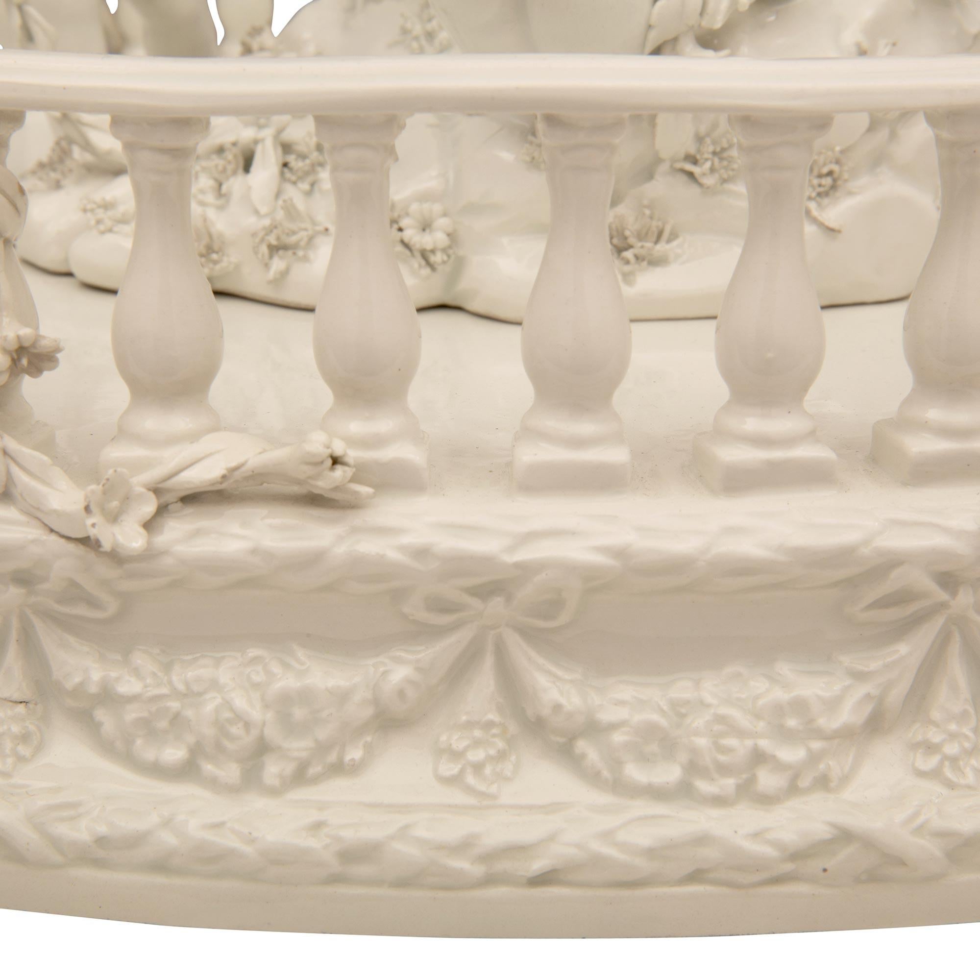 Italian 19th Century White Porcelain Centerpiece, Signed Bassano For Sale 4