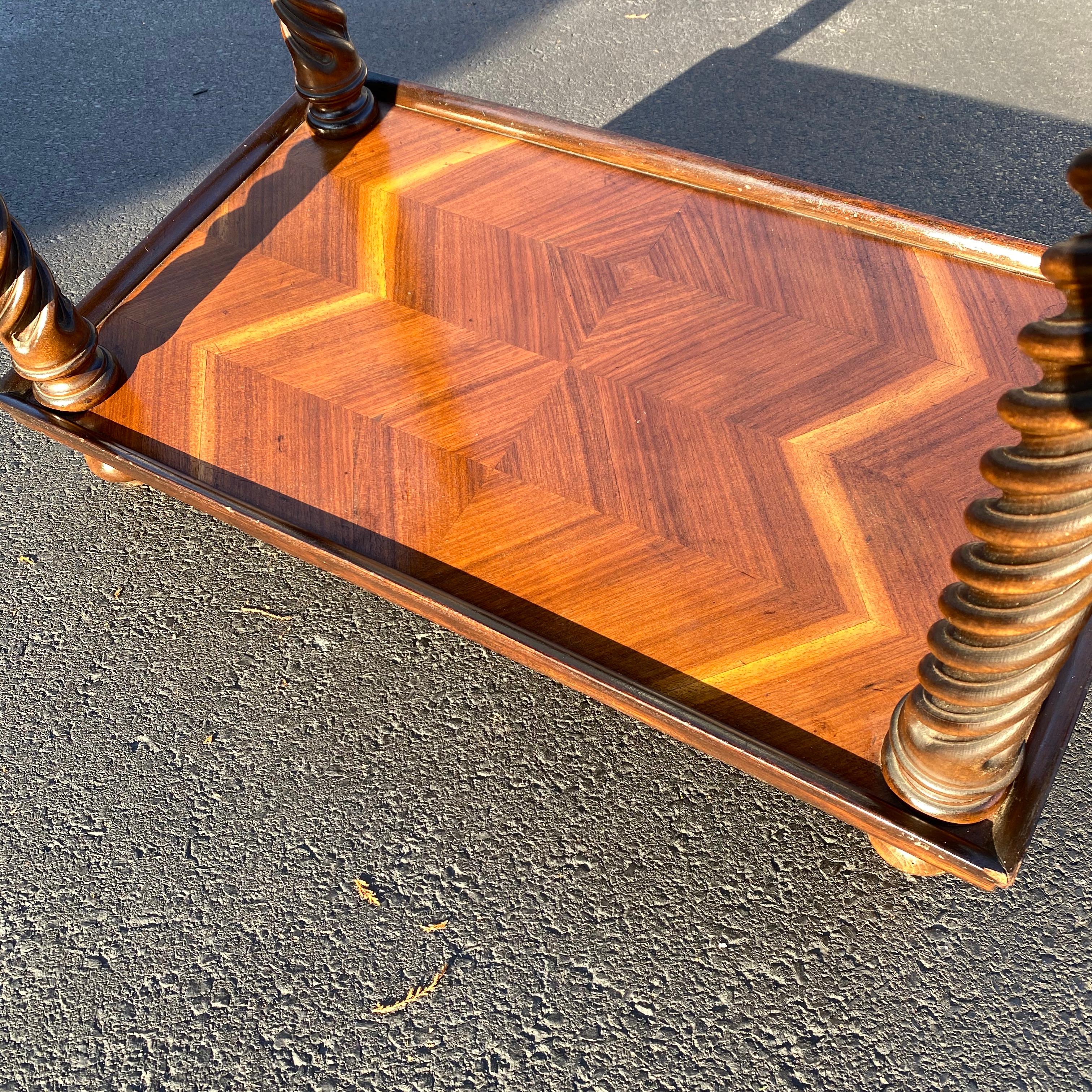 Italian Late 19th Century Wooden Inlaid Two-Tier Bar Cart 6