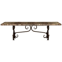 Italian 19th Century Wrought Iron And Marble Center/Dining Table
