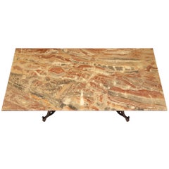 Italian 19th Century Wrought Iron Base and Marble Top Center Table