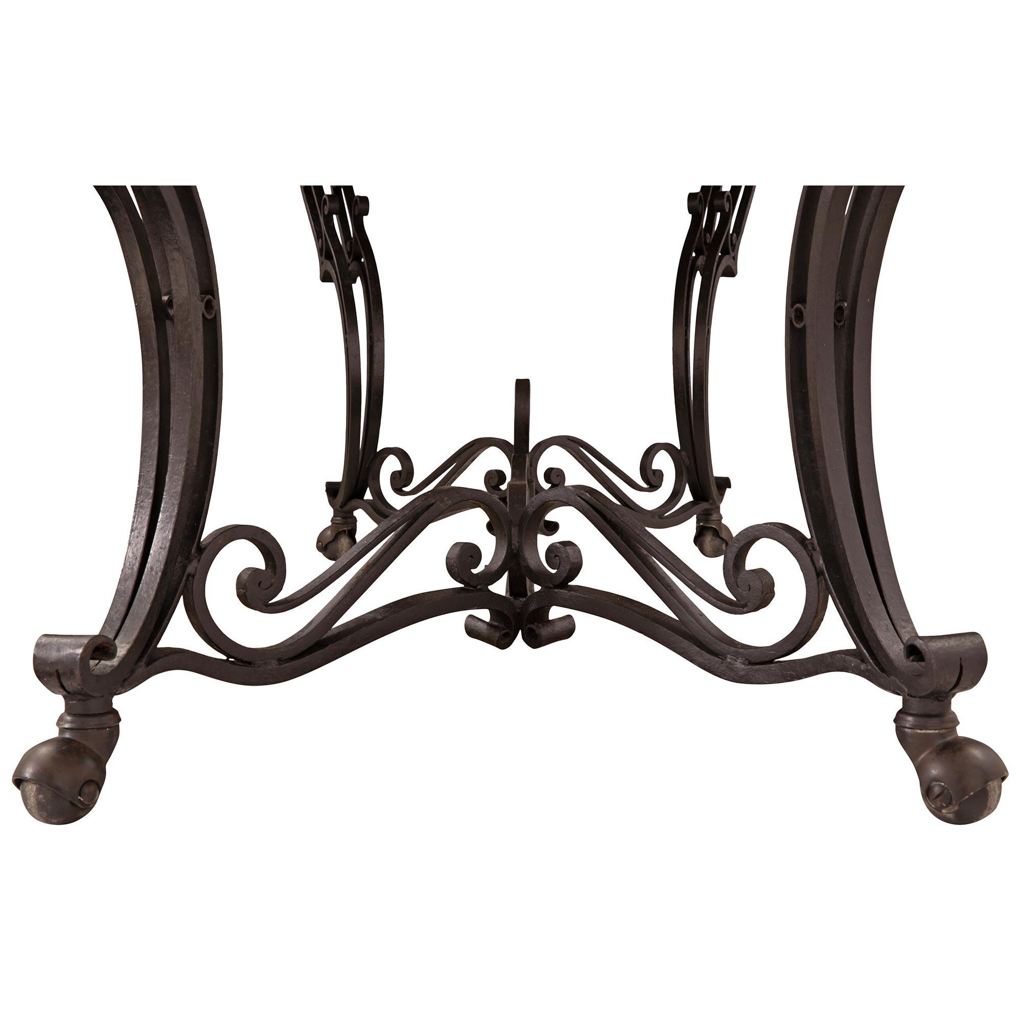 Italian 19th Century Wrought Iron Base and Marble Top Center Table 5
