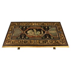 Italian 19th Century Wrought Iron, Giltwood and Scagliola Center or Dining Table