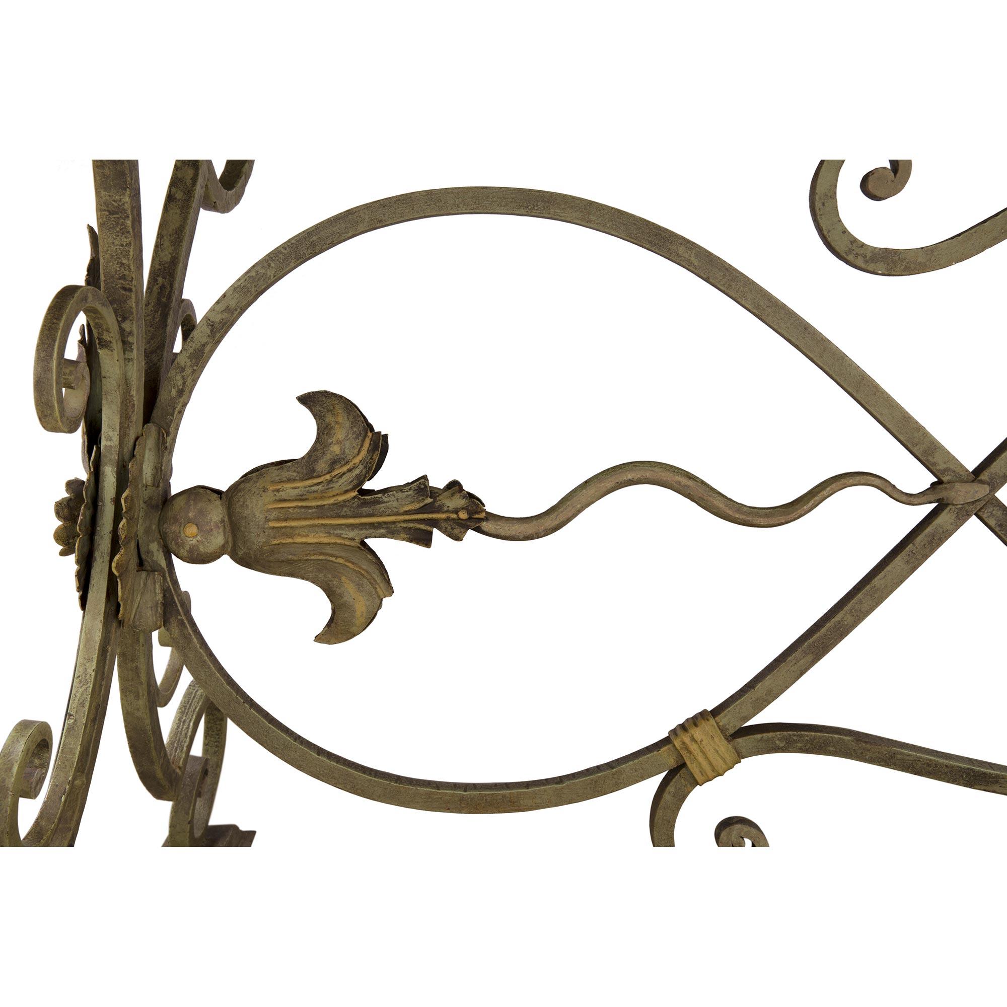 Italian 19th Century Wrought Iron, Giltwood and Scagliola Center or Dining Table For Sale 4