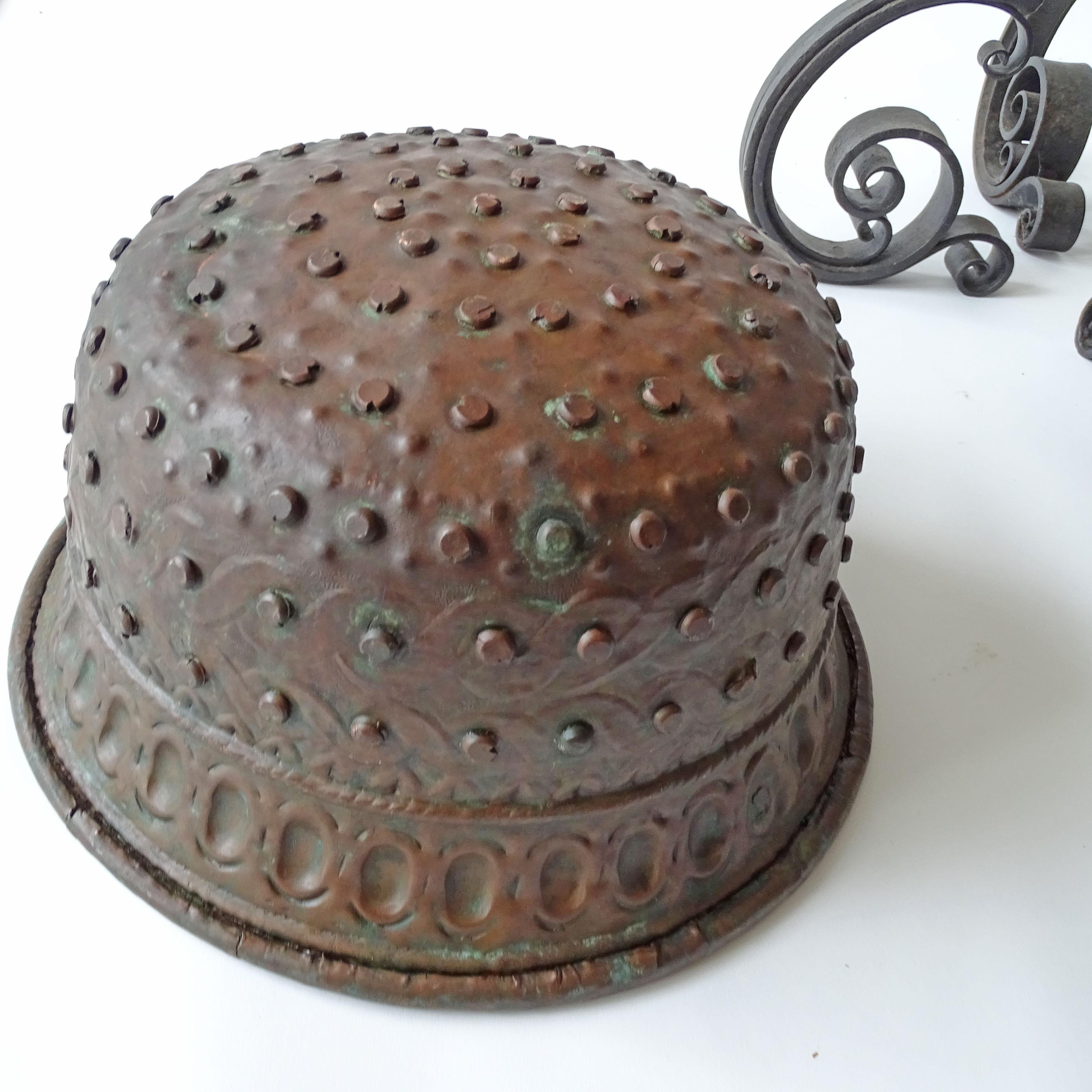 Italian 19th Century Wrought Iron Plant Stand and Riveted Copper Planter For Sale 6