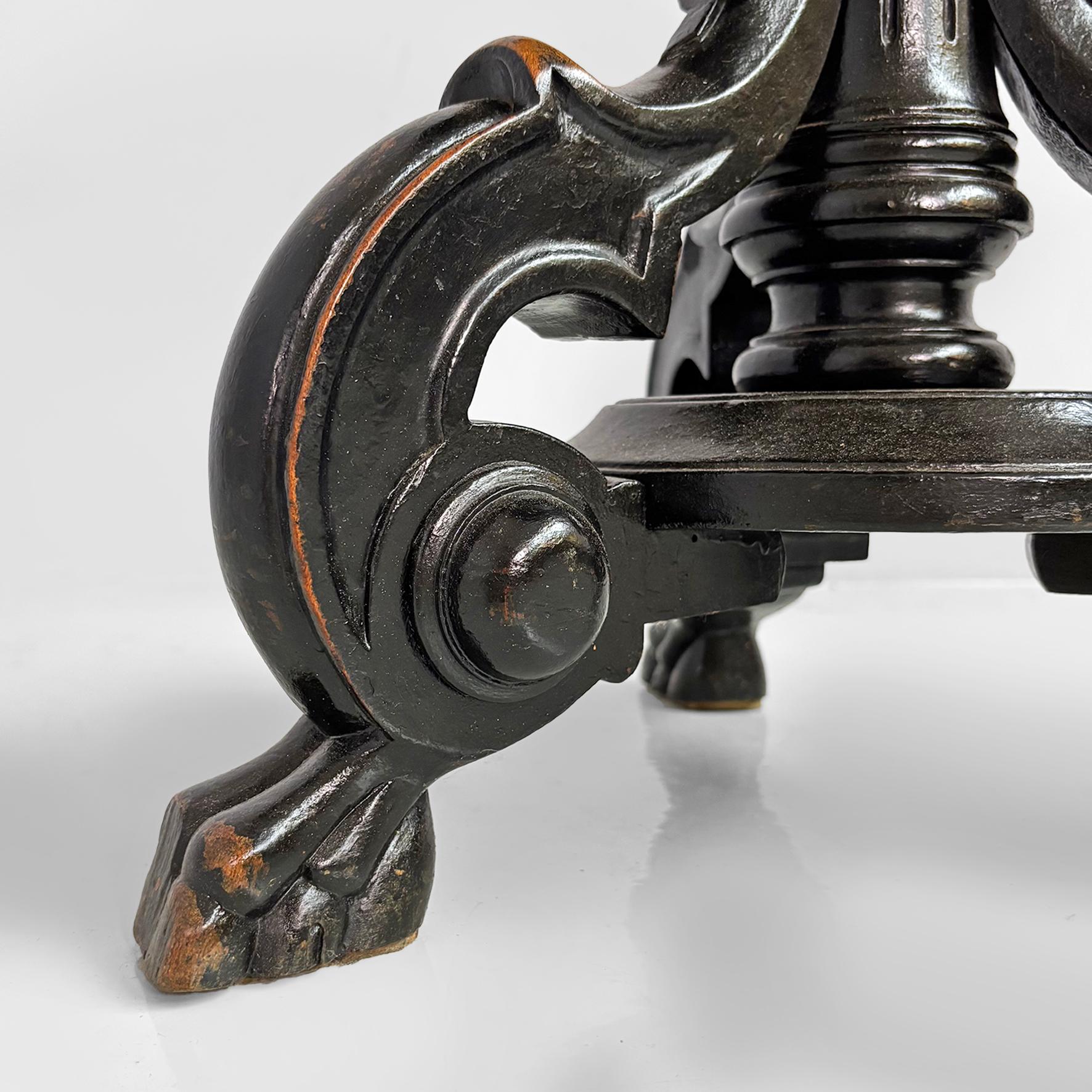 Italian 19th style table stool in wood and brown leather, 1930s For Sale 10