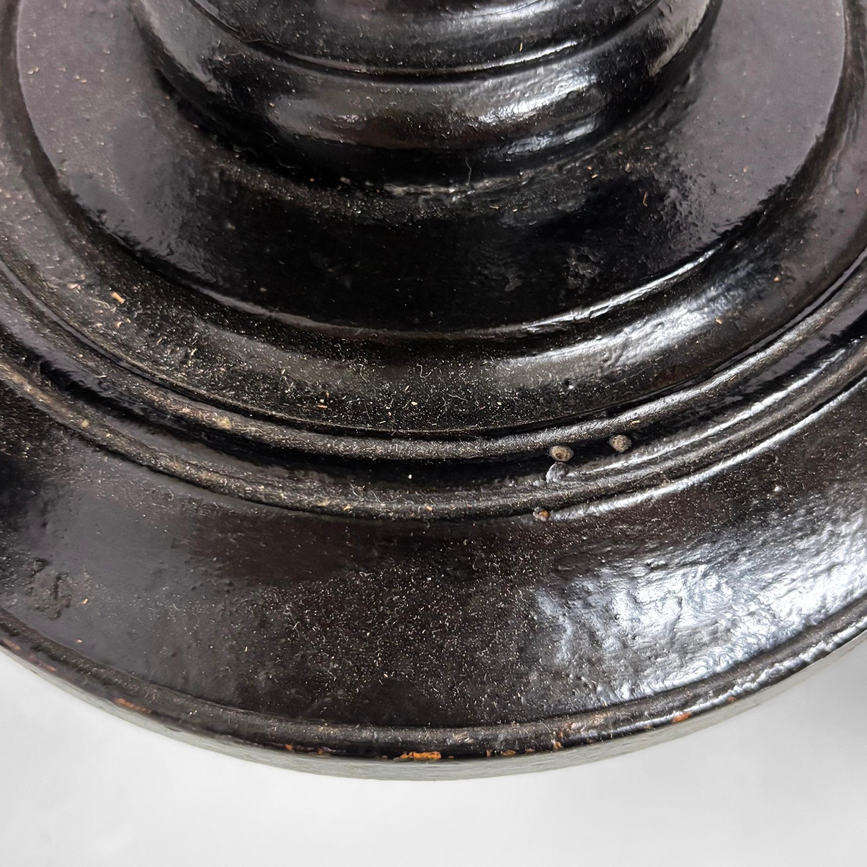 Italian 19th style table stool in wood and brown leather, 1930s For Sale 11