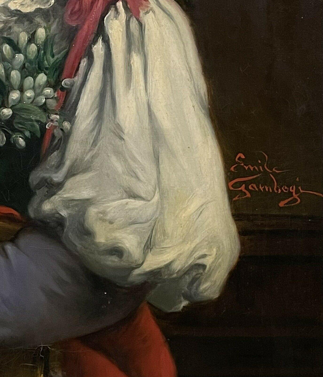 Peinture à l'huile italienne du 19ème siècle signée représentant un portrait de jeune femme, cadre doré - Victorien Painting par Italian 19thC