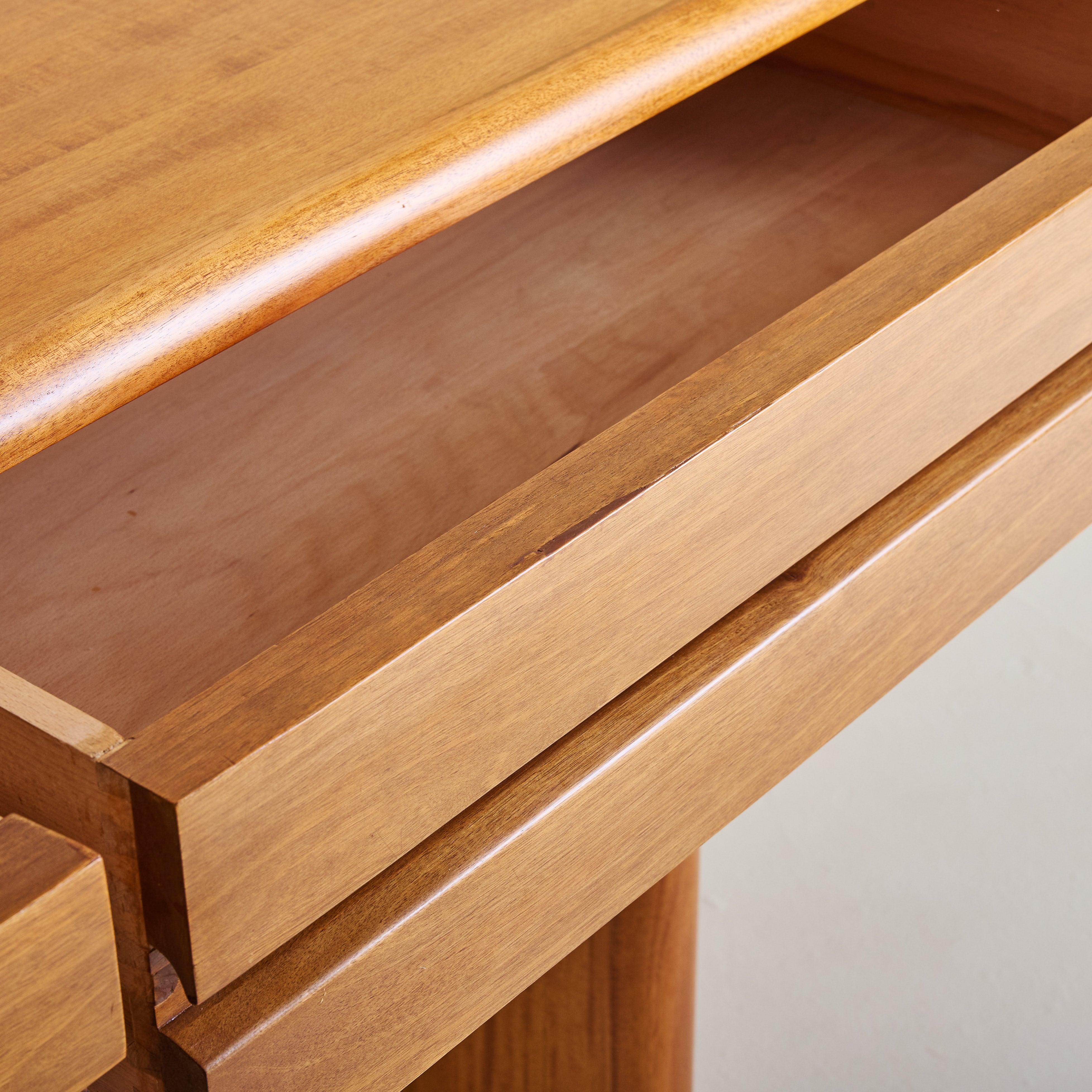 Mid-Century Modern Italian 2-Drawer Rectangular Wood Console Table, 1960s For Sale
