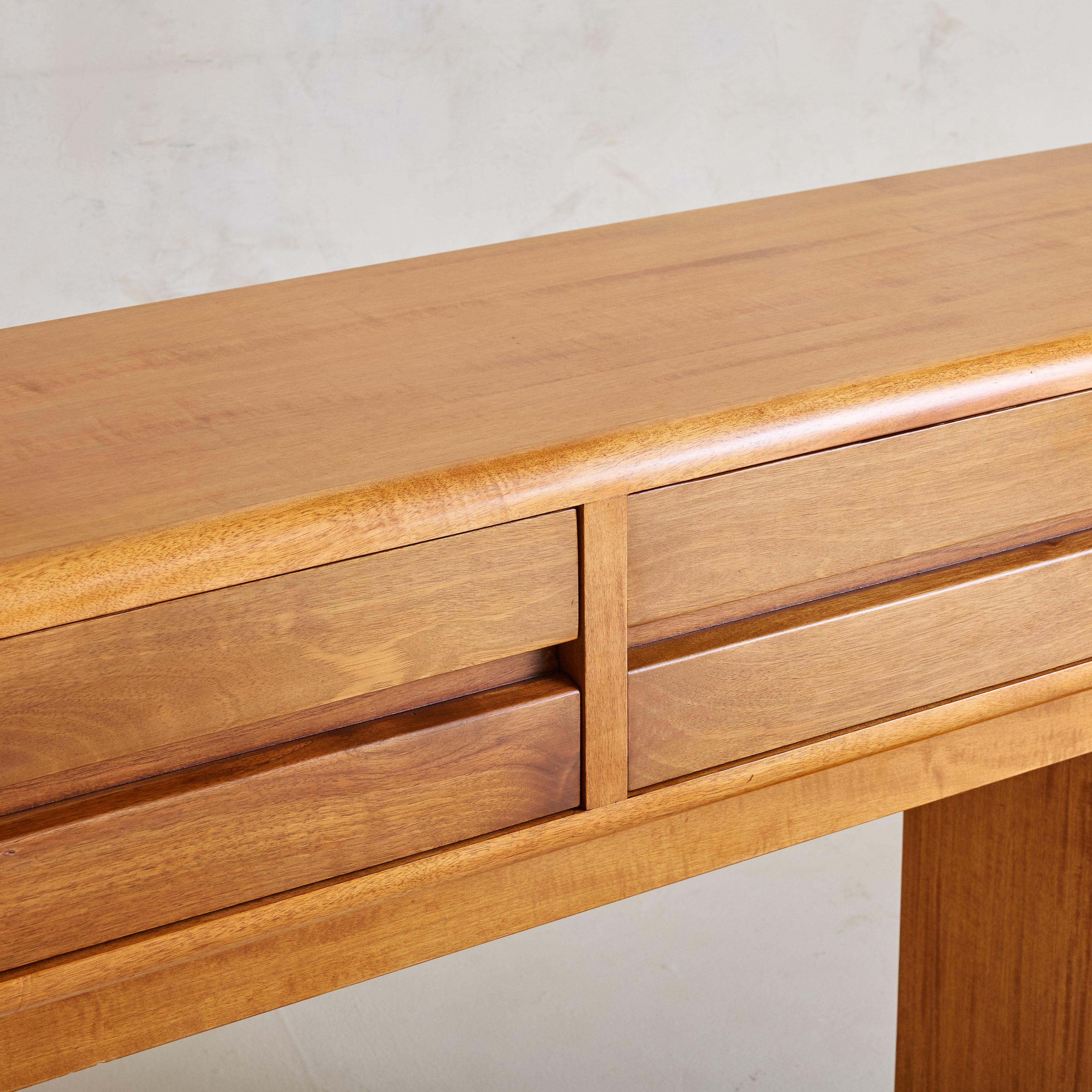 Italian 2-Drawer Rectangular Wood Console Table, 1960s In Excellent Condition For Sale In Chicago, IL