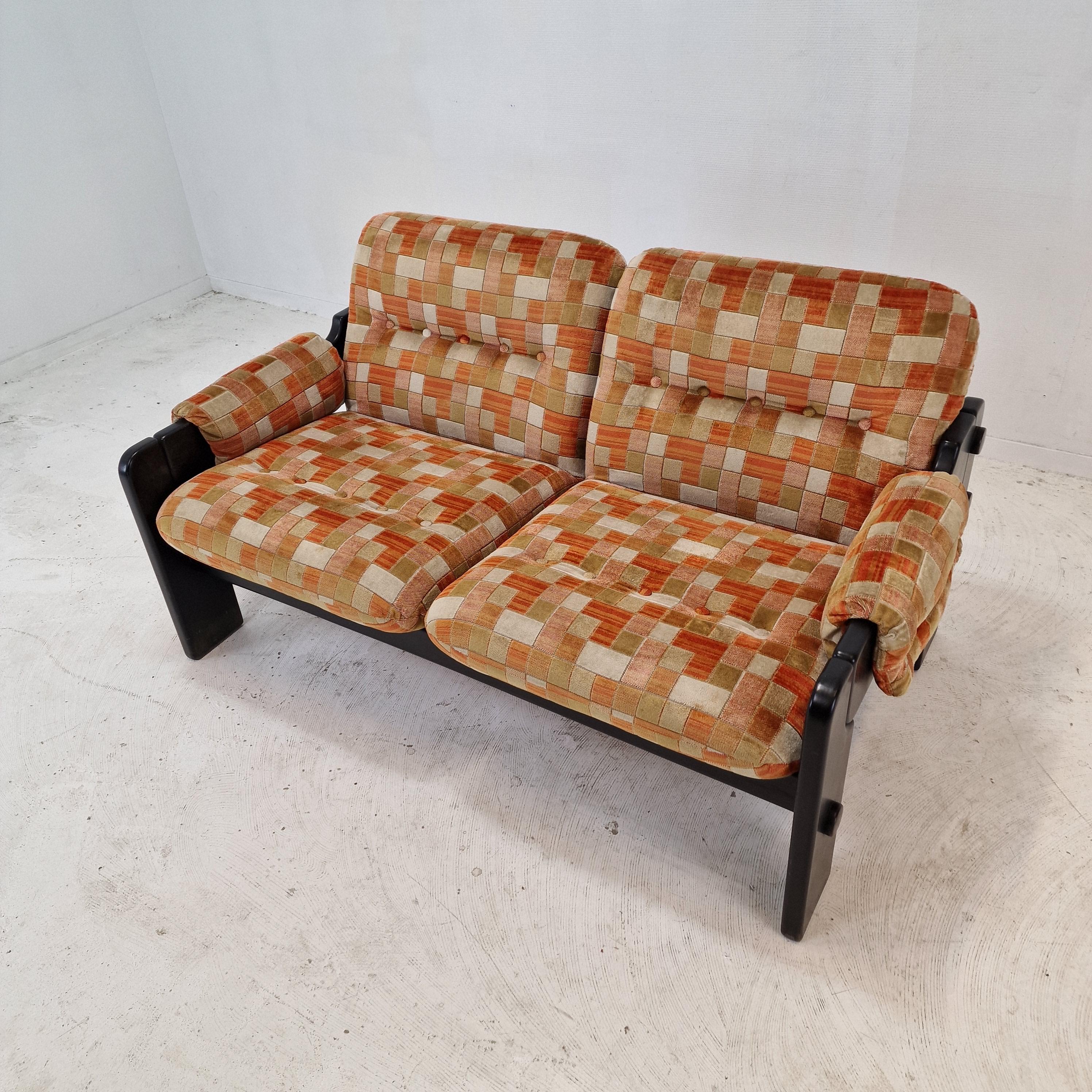 Fabric Italian 2-Seat Sofa, 1980s For Sale