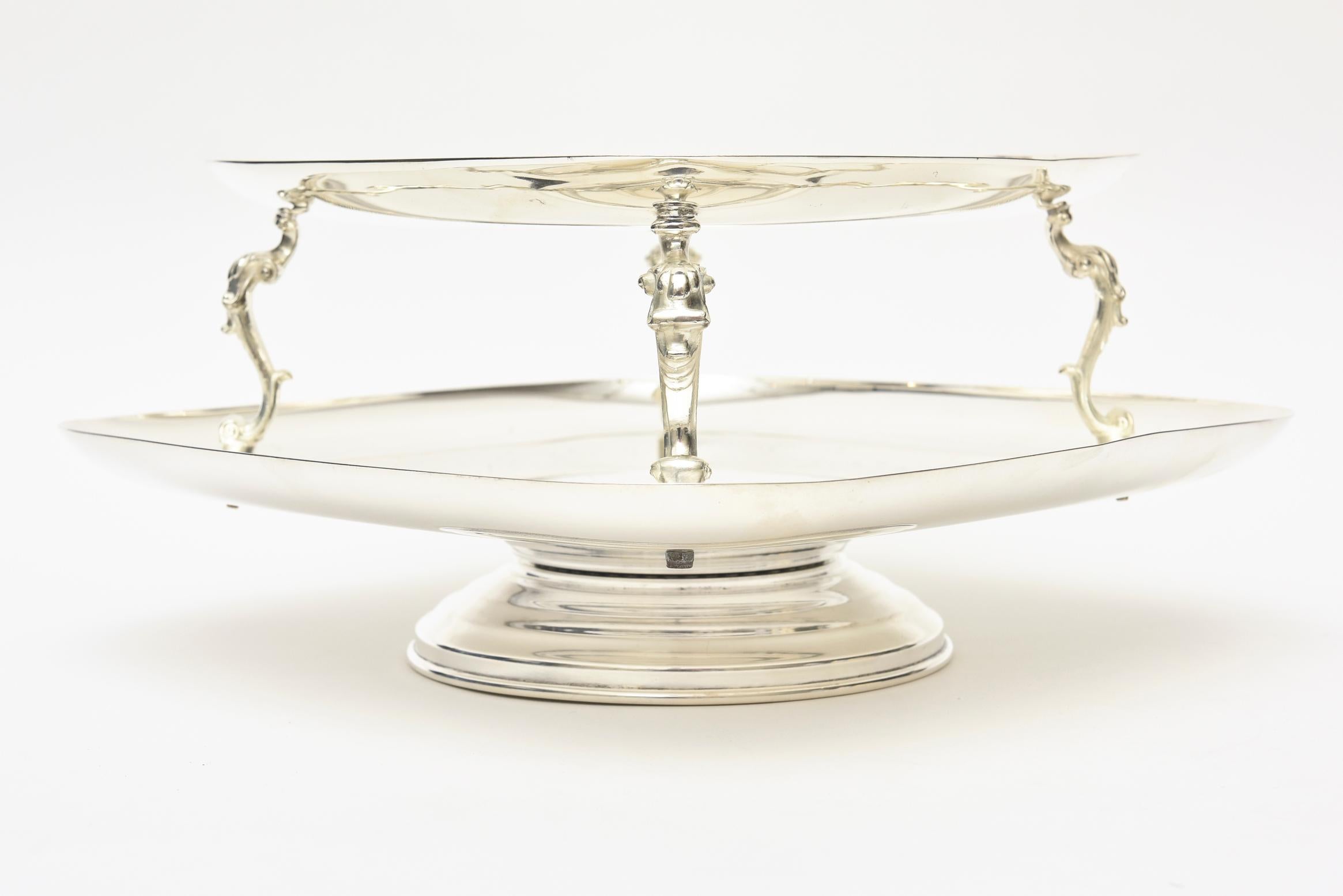 American Vintage Silver-Plate Swivel Serving Caddy or Serving Piece For Sale