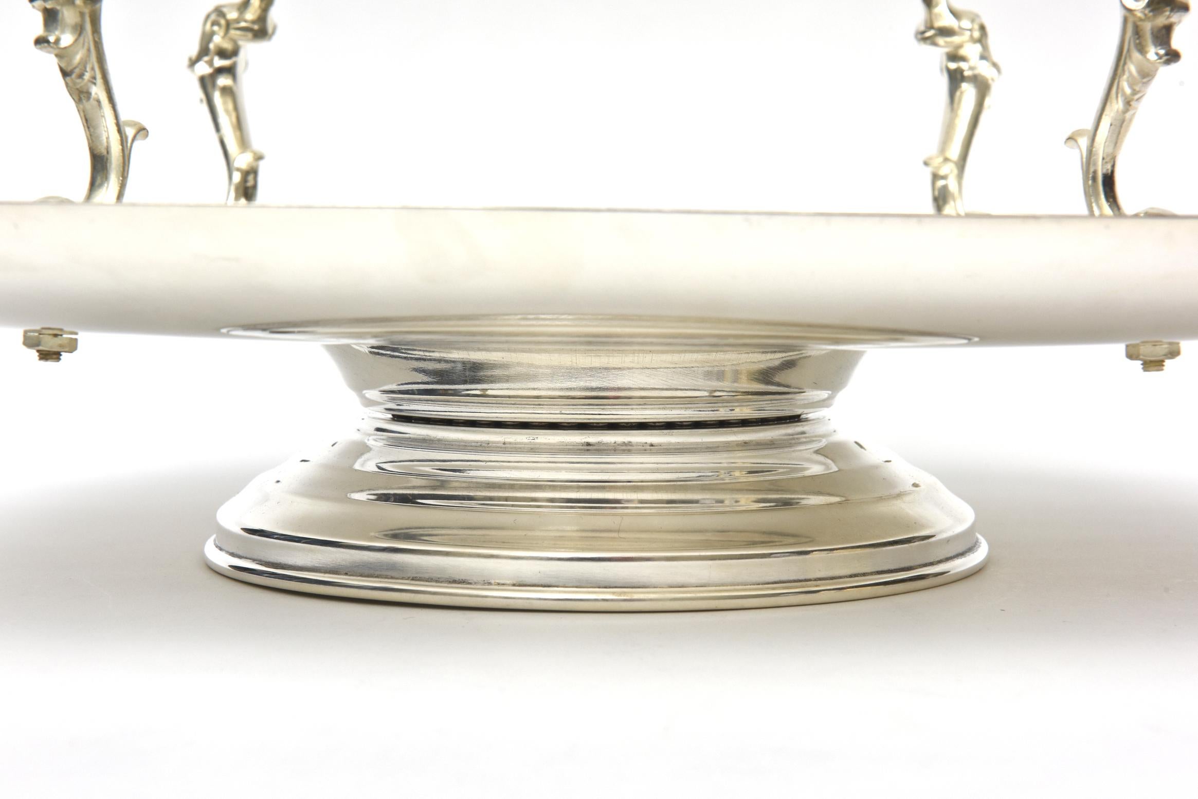 Late 20th Century Vintage Silver-Plate Swivel Serving Caddy or Serving Piece For Sale
