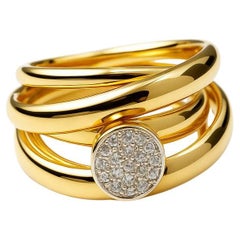 Italian 2000s 18K Yellow Gold and Diamond Dome Ring, 0.30 ct Center Brilliant Italian 2000s 18K Yellow Gold and Diamond Dome Ring, 0.30 ct Center Brilliant